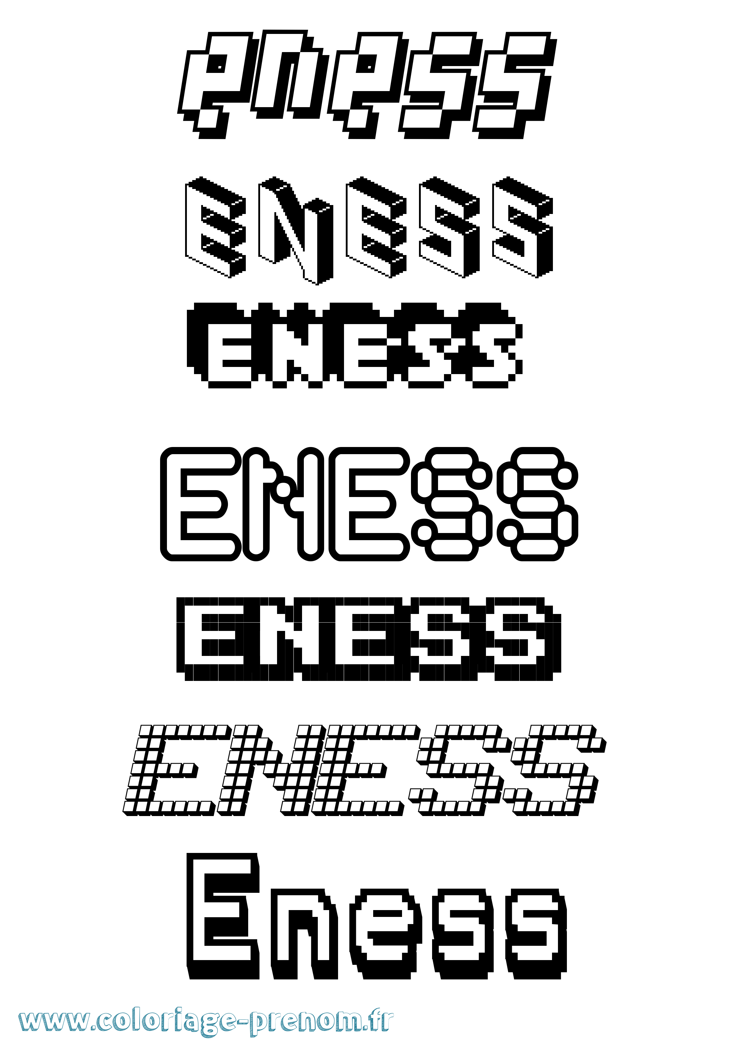 Coloriage Eness Pixel Coloriage prénom Eness Pixel