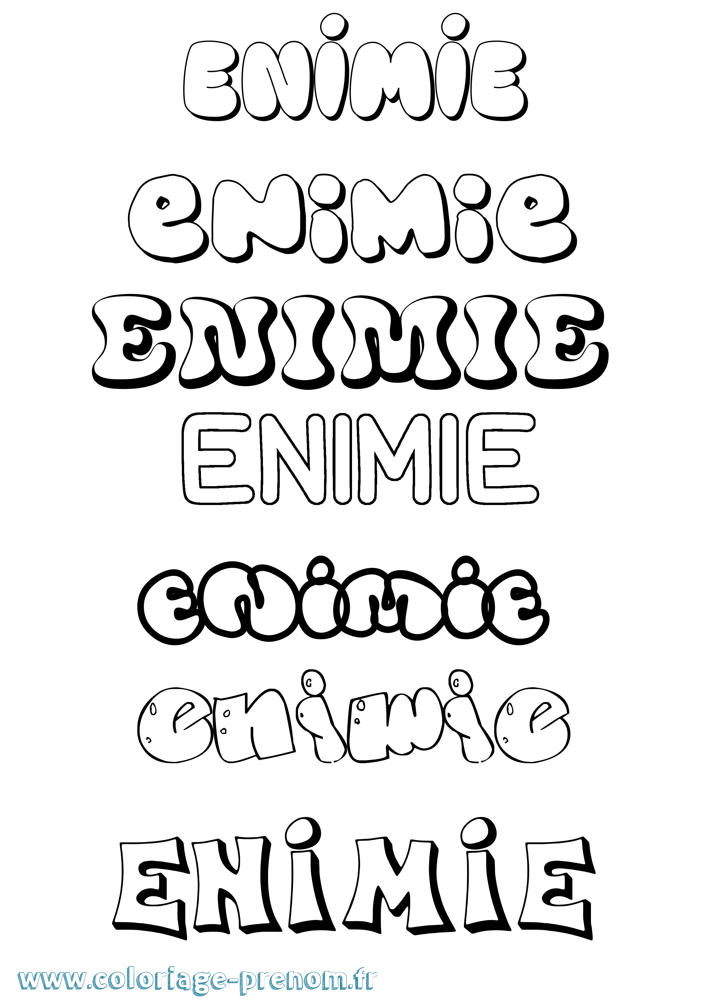 Coloriage Enimie Bubble Coloriage prénom Enimie Bubble