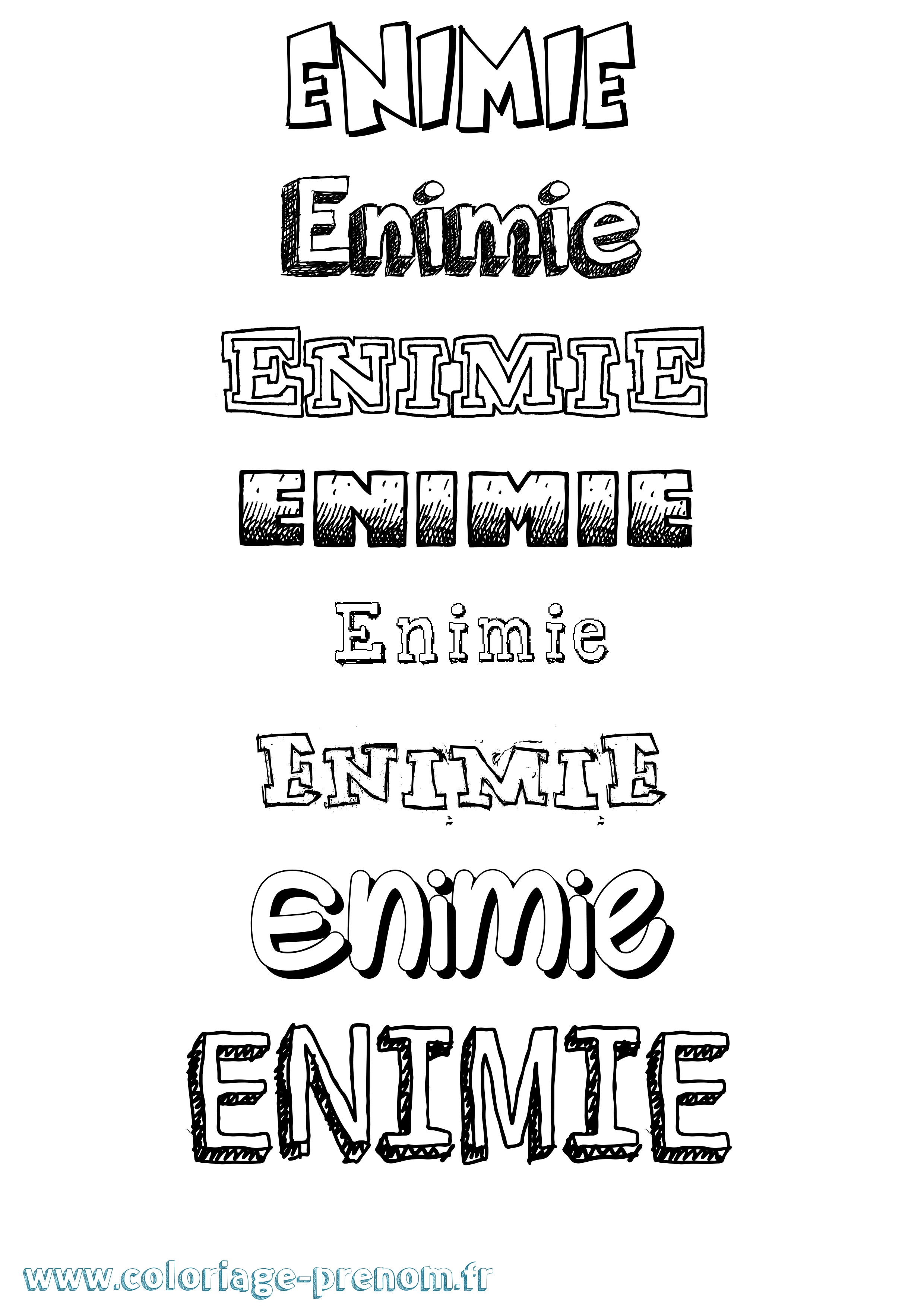 Coloriage Enimie Dessiné Coloriage prénom Enimie Dessiné