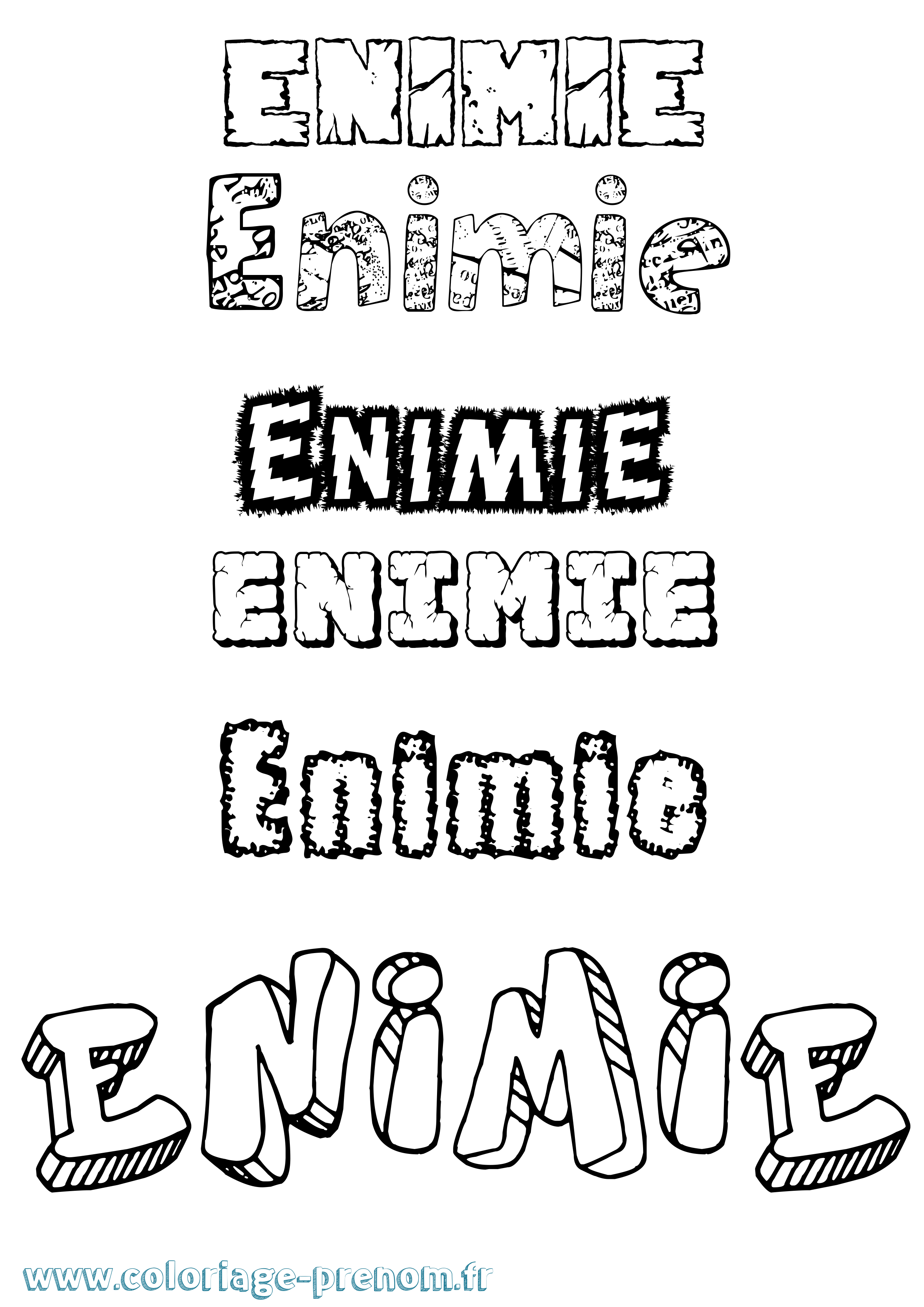 Coloriage Enimie Destructuré Coloriage prénom Enimie Destructuré