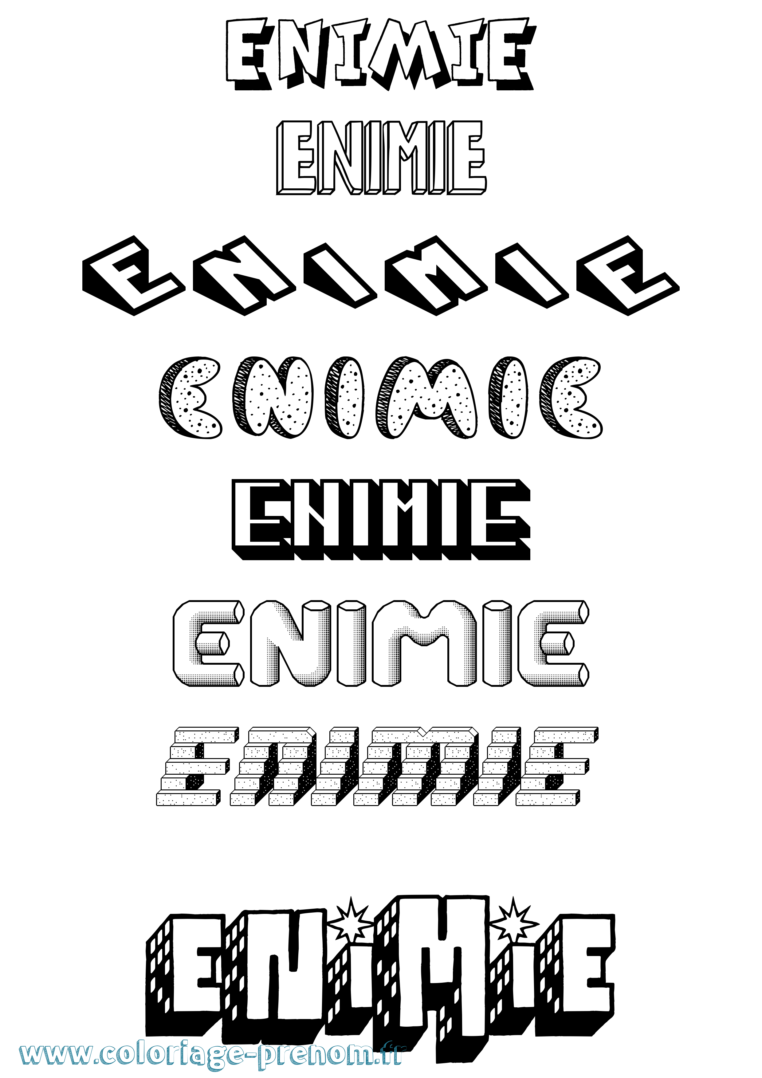 Coloriage Enimie Effet 3D Coloriage prénom Enimie Effet 3D