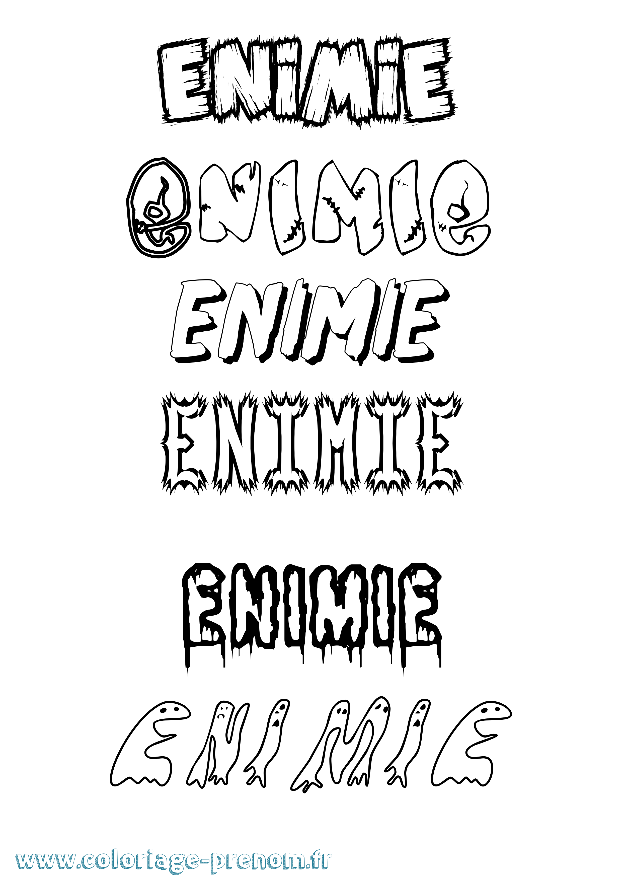 Coloriage Enimie Frisson Coloriage prénom Enimie Frisson