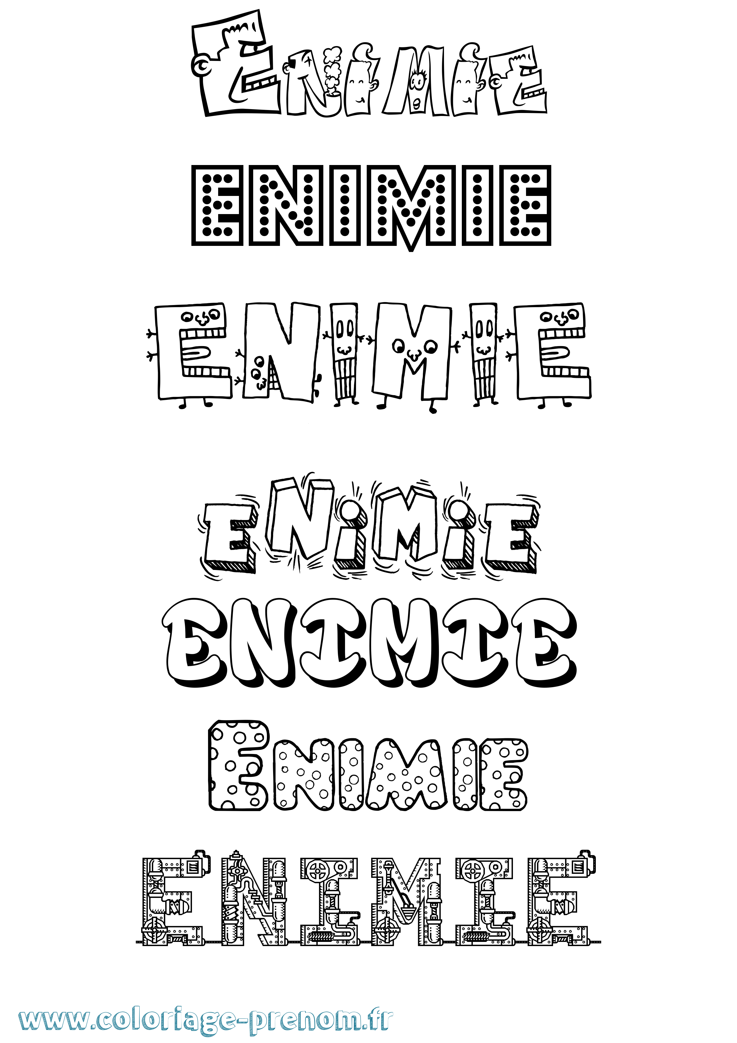 Coloriage Enimie Fun Coloriage prénom Enimie Fun