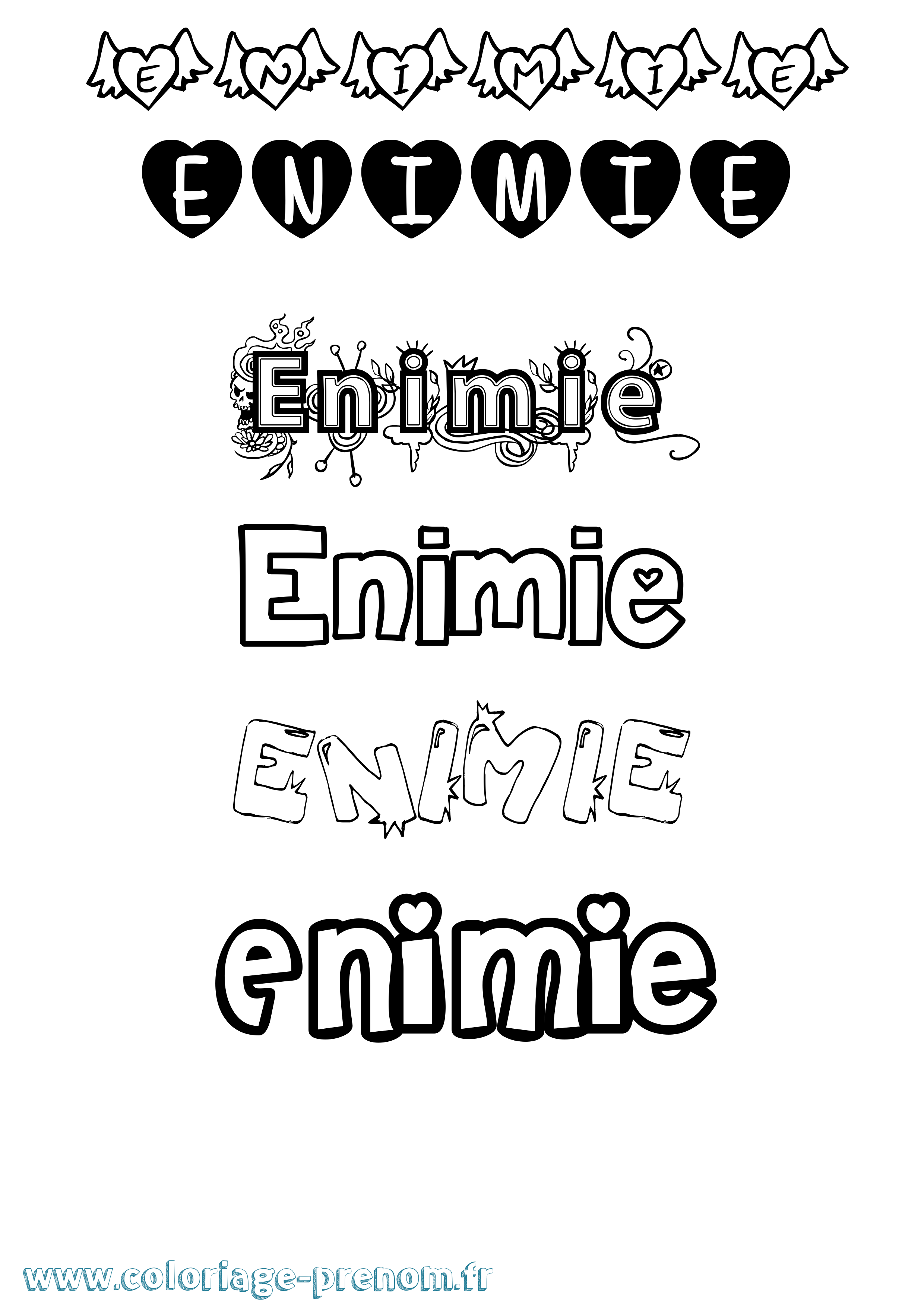 Coloriage Enimie Girly Coloriage prénom Enimie Girly