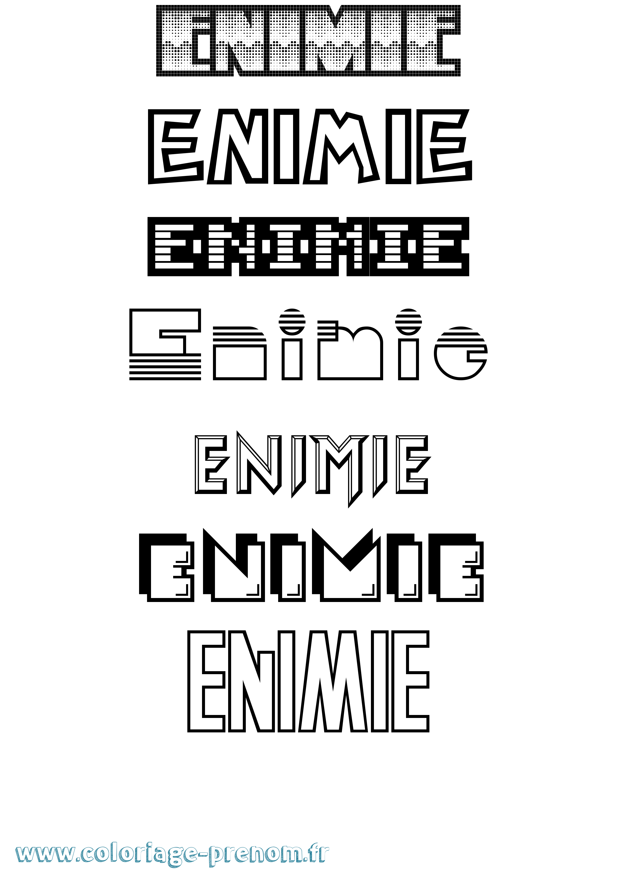 Coloriage Enimie Jeux Vidéos Coloriage prénom Enimie Jeux Vidéos