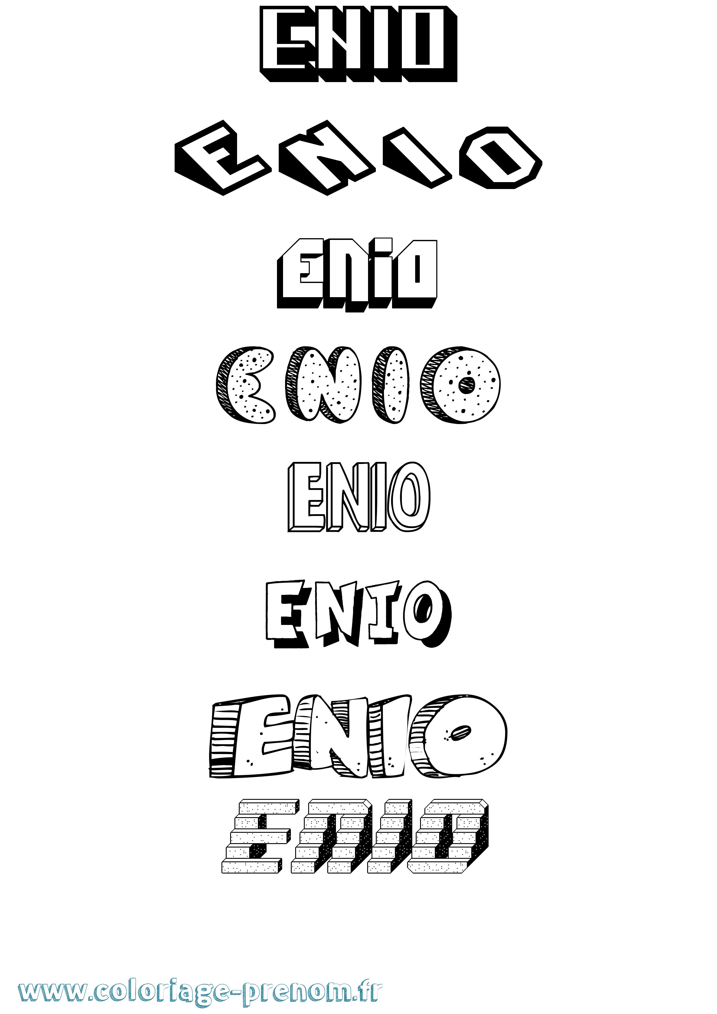 Coloriage Enio Effet 3D Coloriage prénom Enio Effet 3D