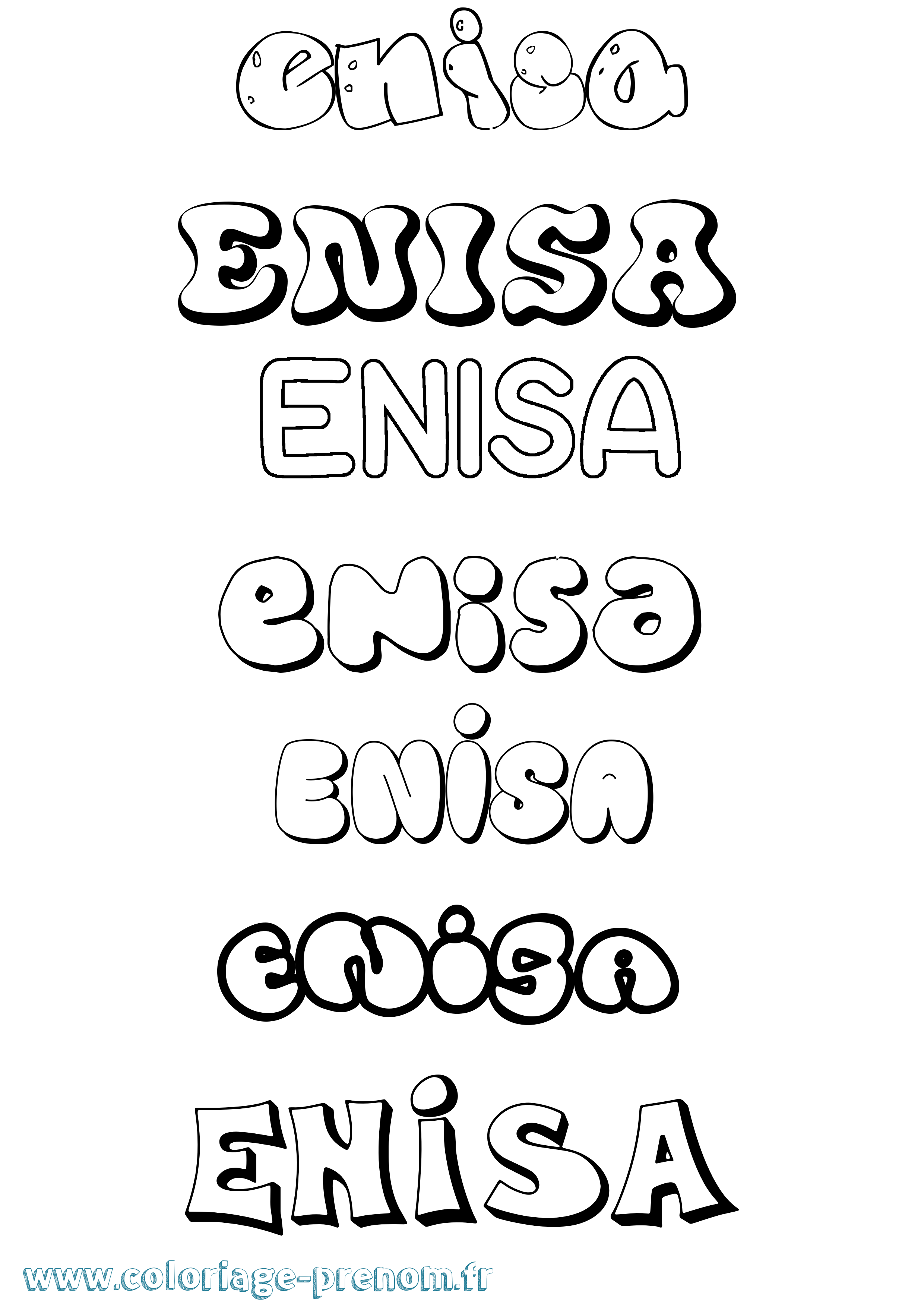 Coloriage Enisa Bubble Coloriage prénom Enisa Bubble