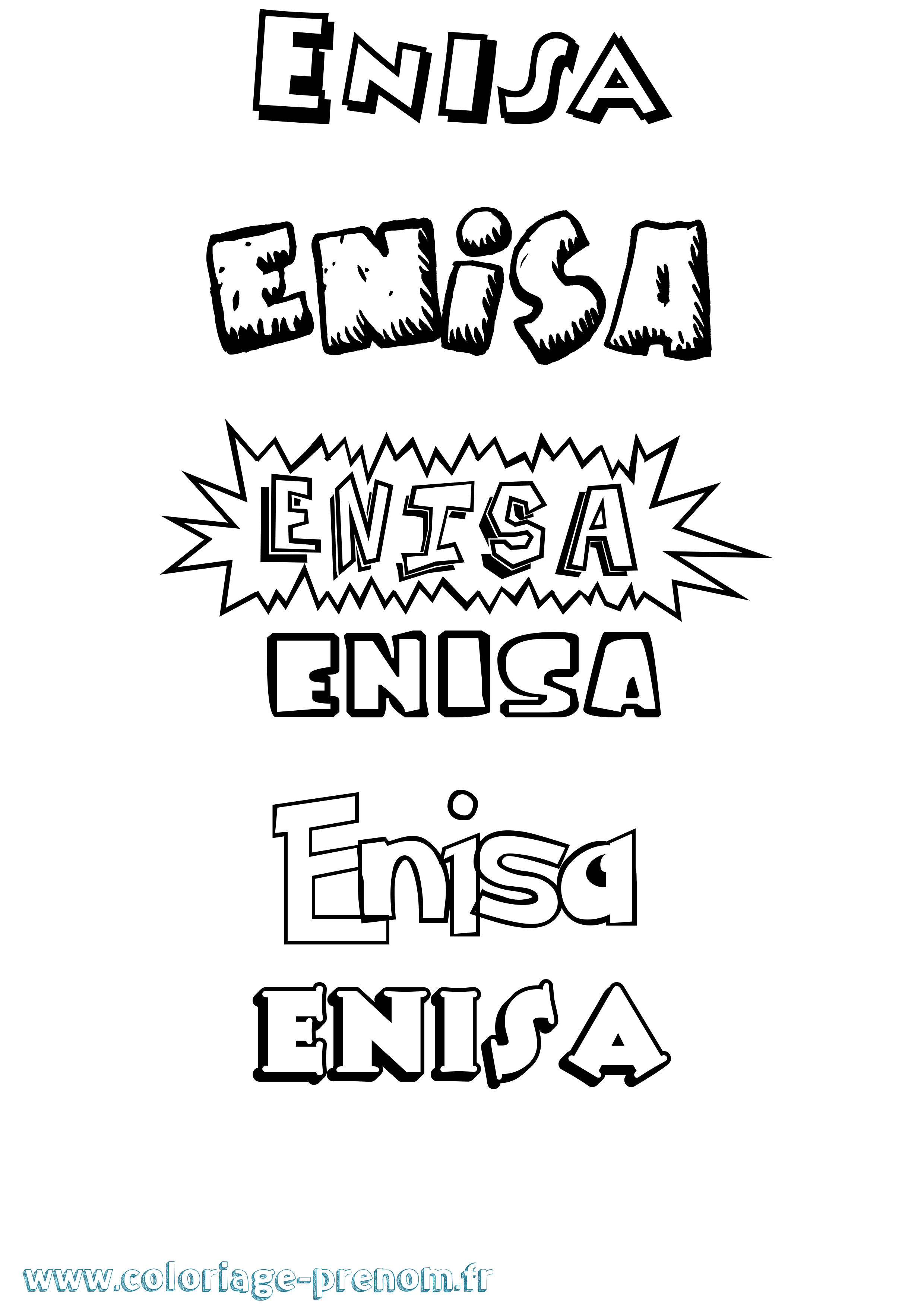 Coloriage Enisa Dessin Animé Coloriage prénom Enisa Dessin Animé
