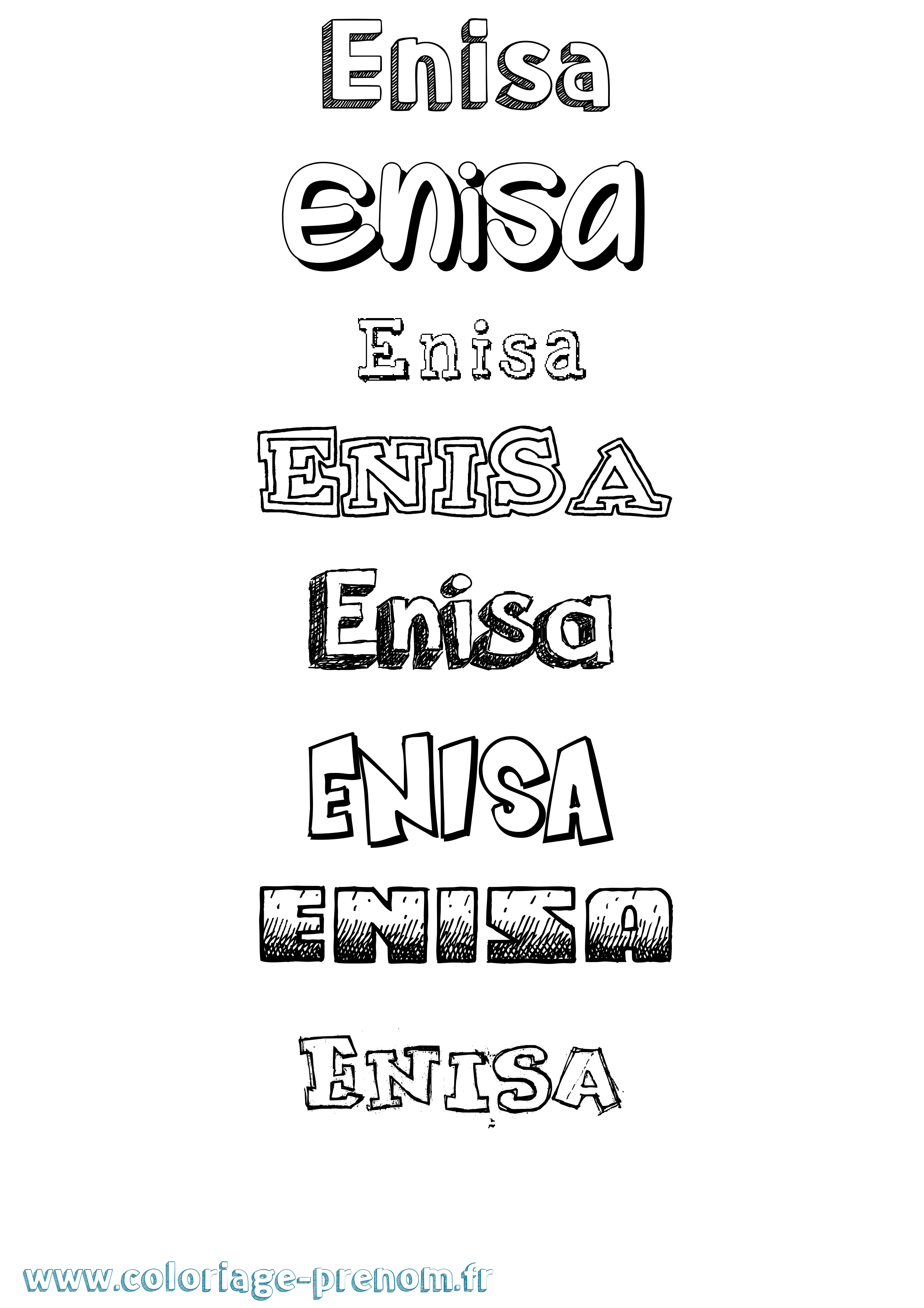 Coloriage Enisa Dessiné Coloriage prénom Enisa Dessiné