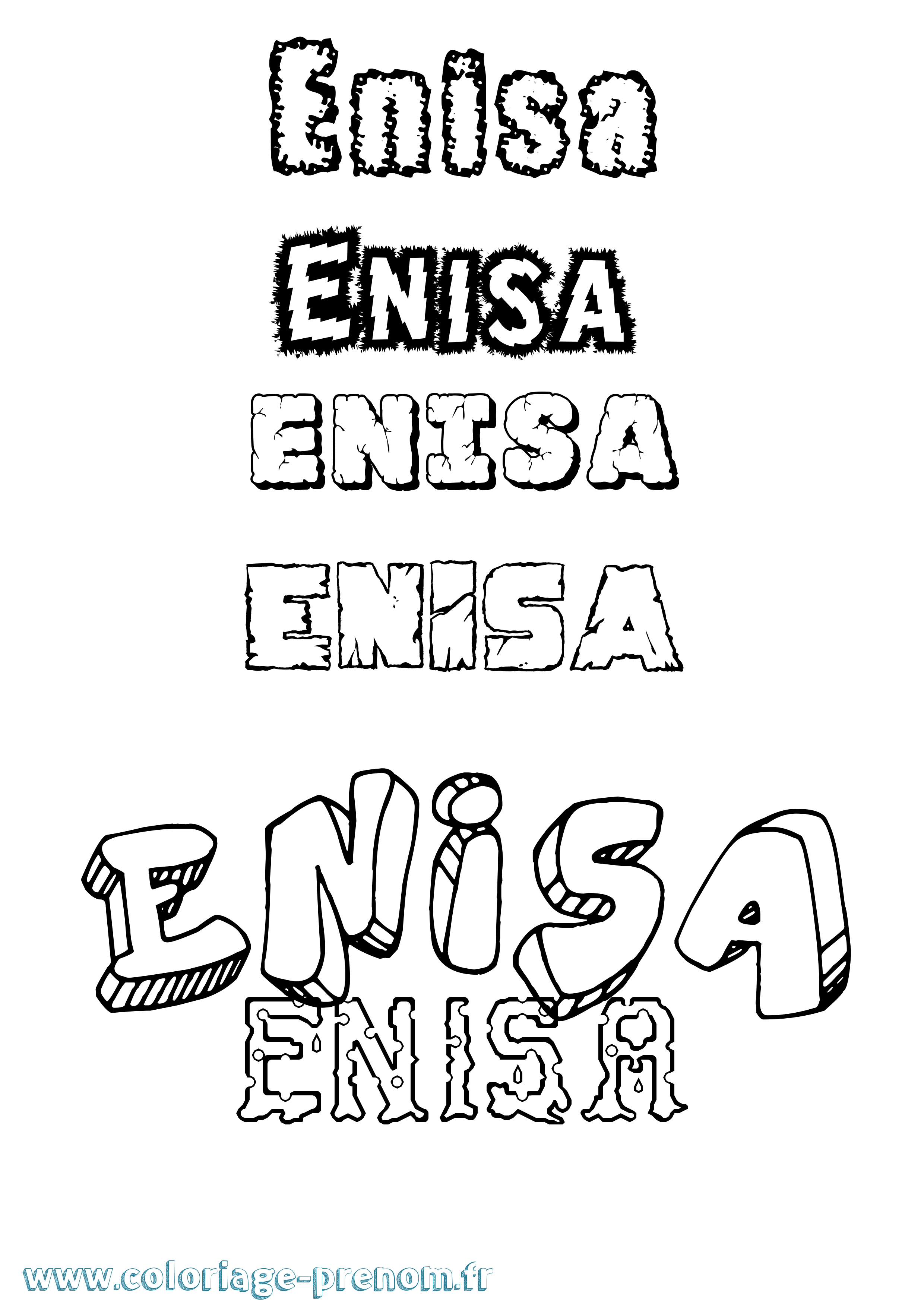 Coloriage Enisa Destructuré Coloriage prénom Enisa Destructuré