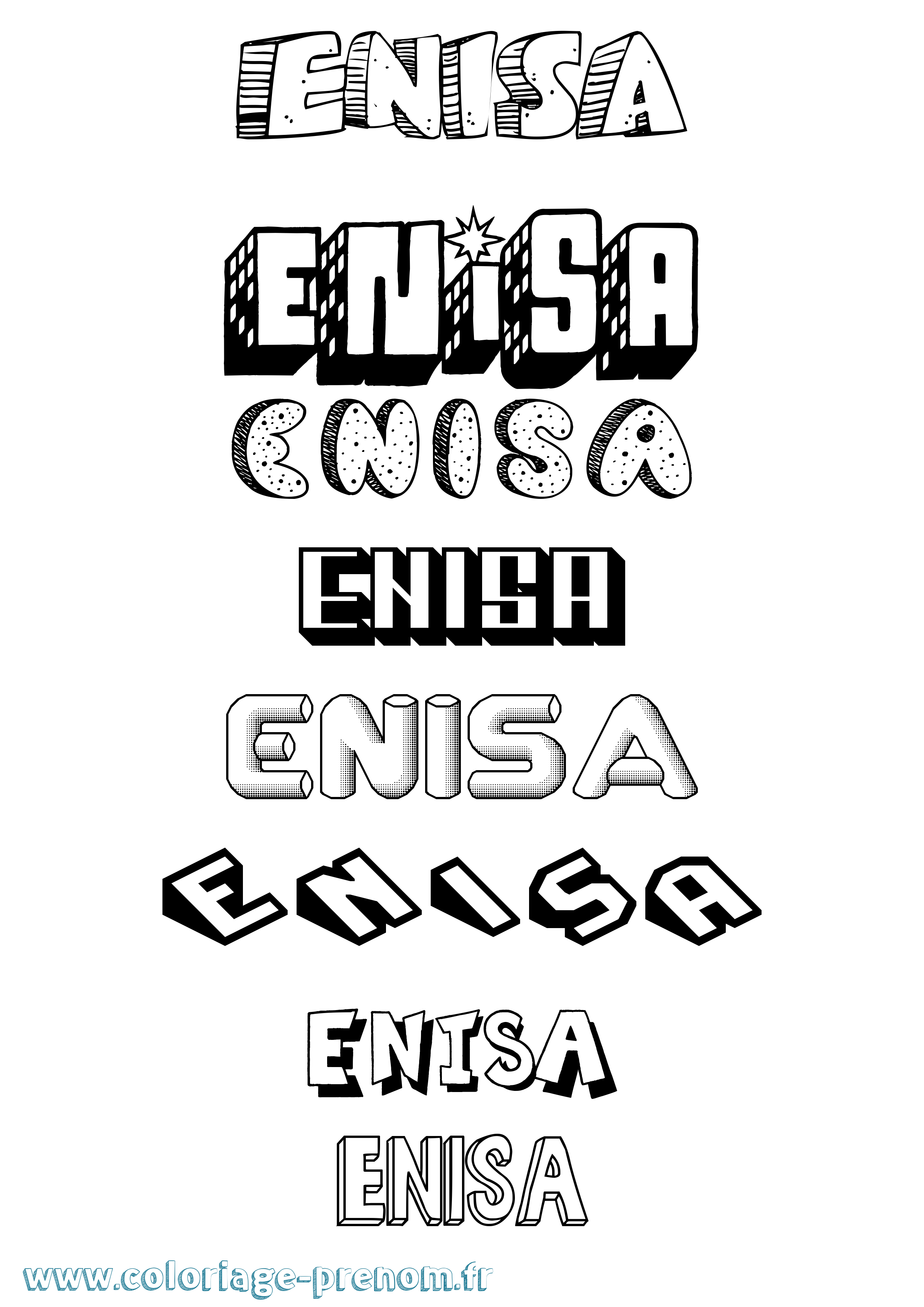 Coloriage Enisa Effet 3D Coloriage prénom Enisa Effet 3D