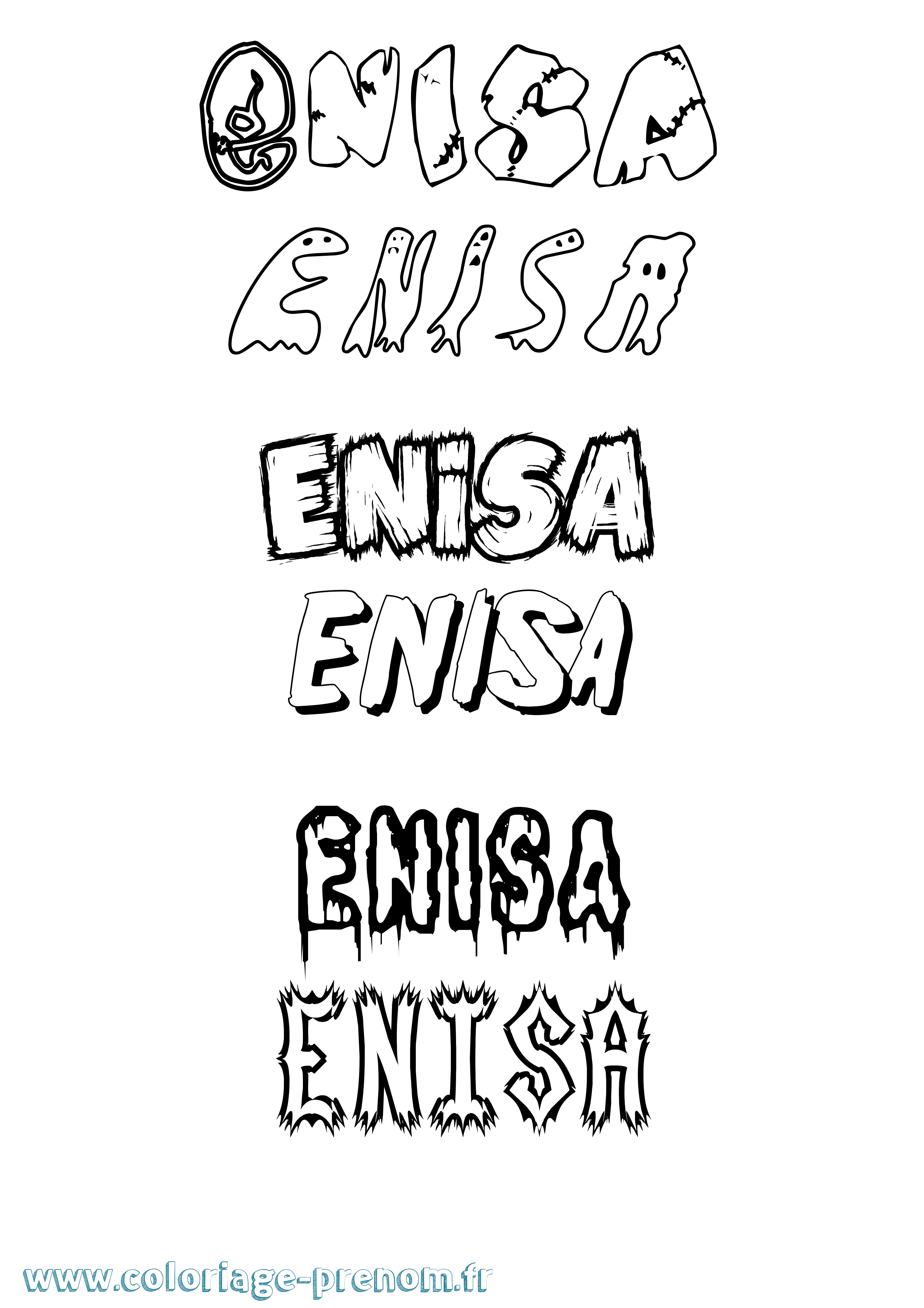 Coloriage Enisa Frisson Coloriage prénom Enisa Frisson