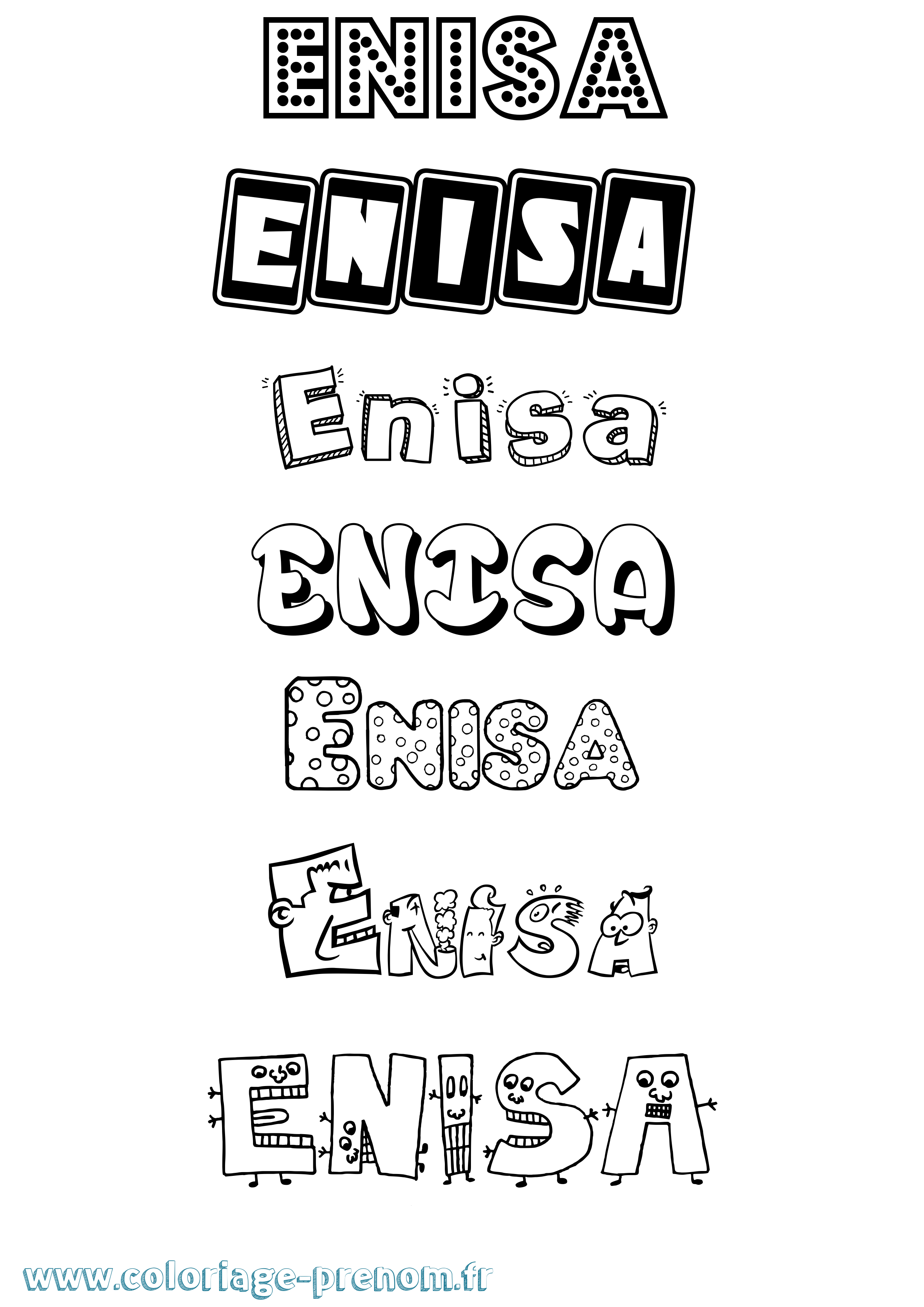 Coloriage Enisa Fun Coloriage prénom Enisa Fun