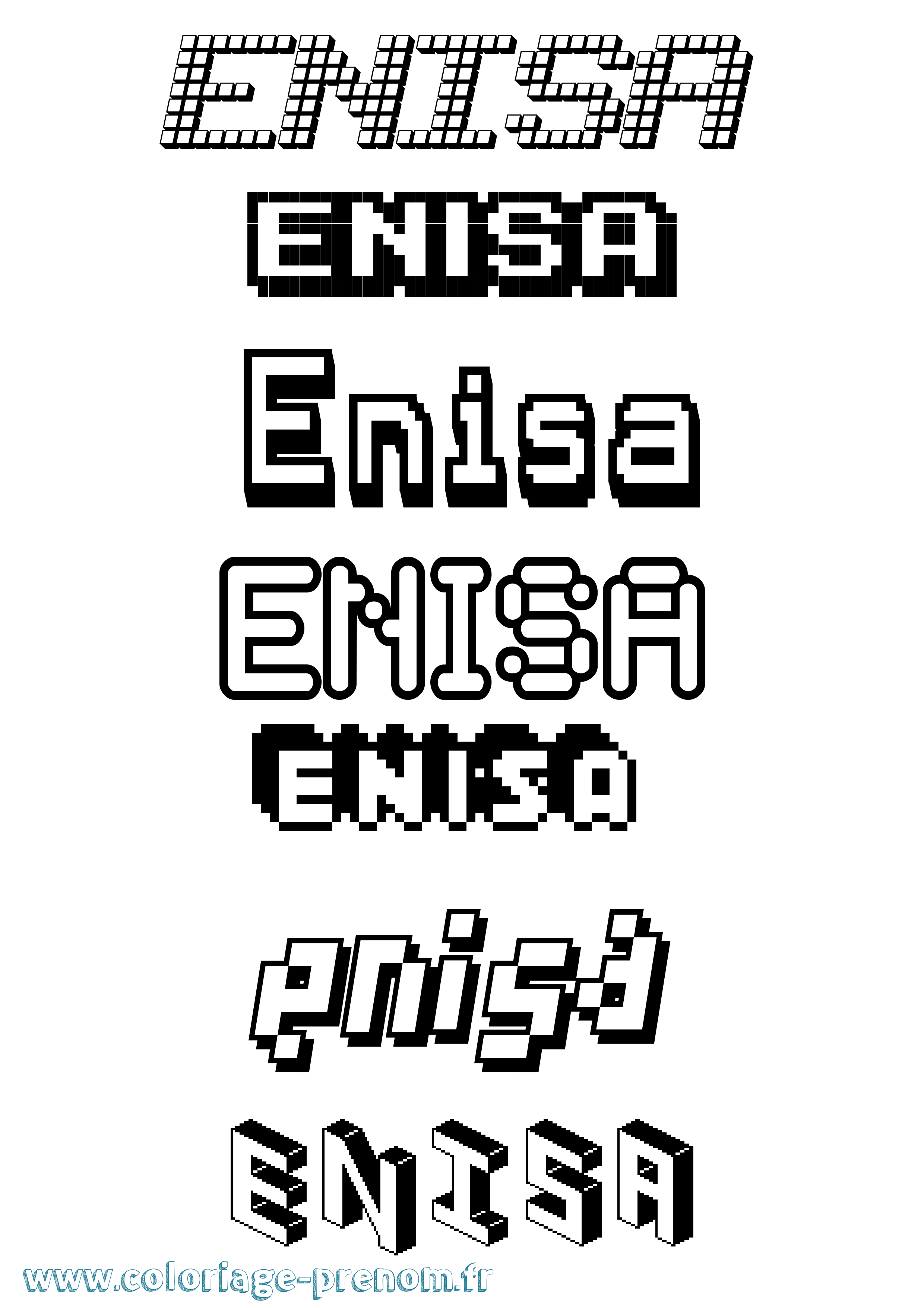 Coloriage Enisa Pixel Coloriage prénom Enisa Pixel