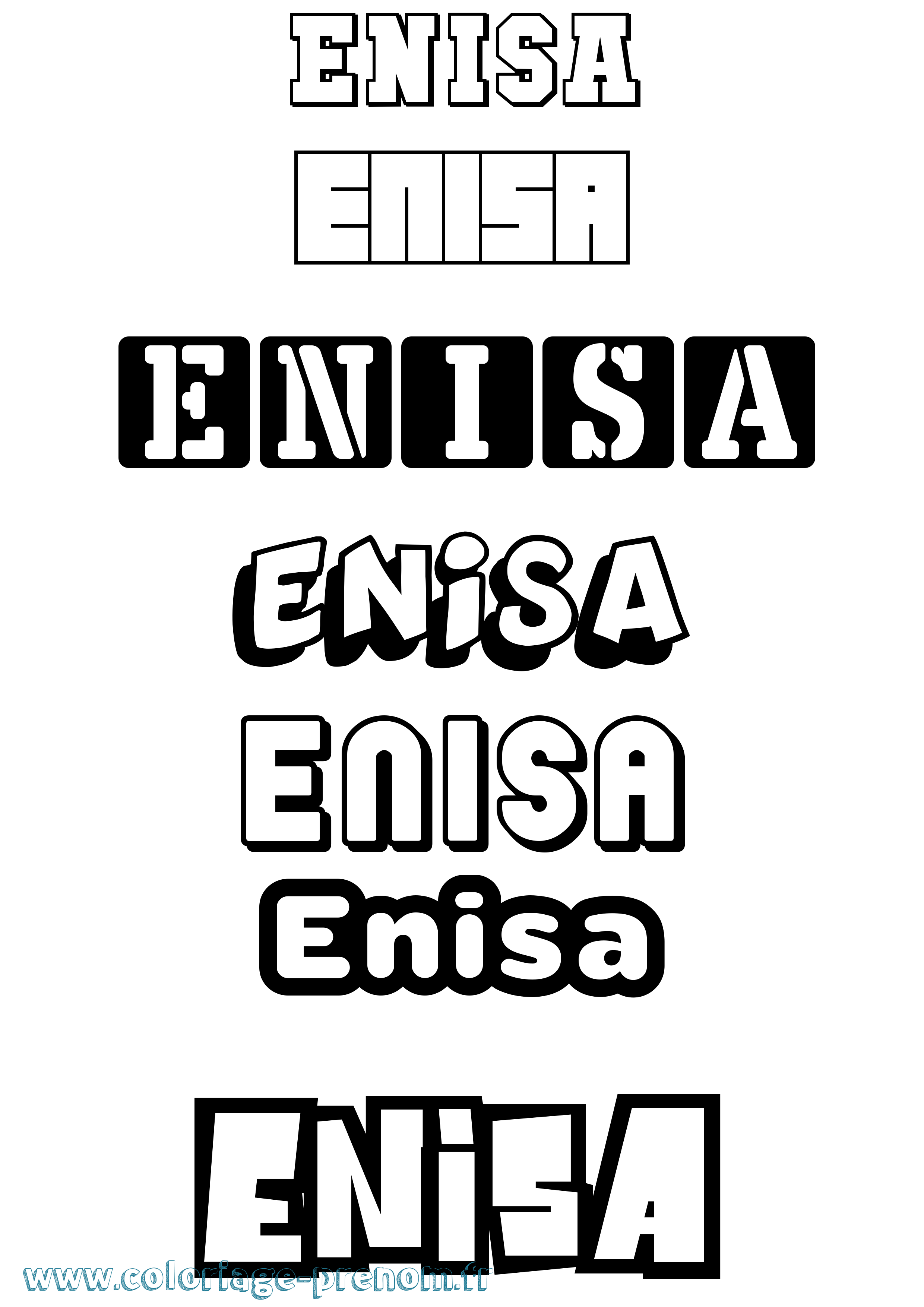 Coloriage Enisa Simple Coloriage prénom Enisa Simple