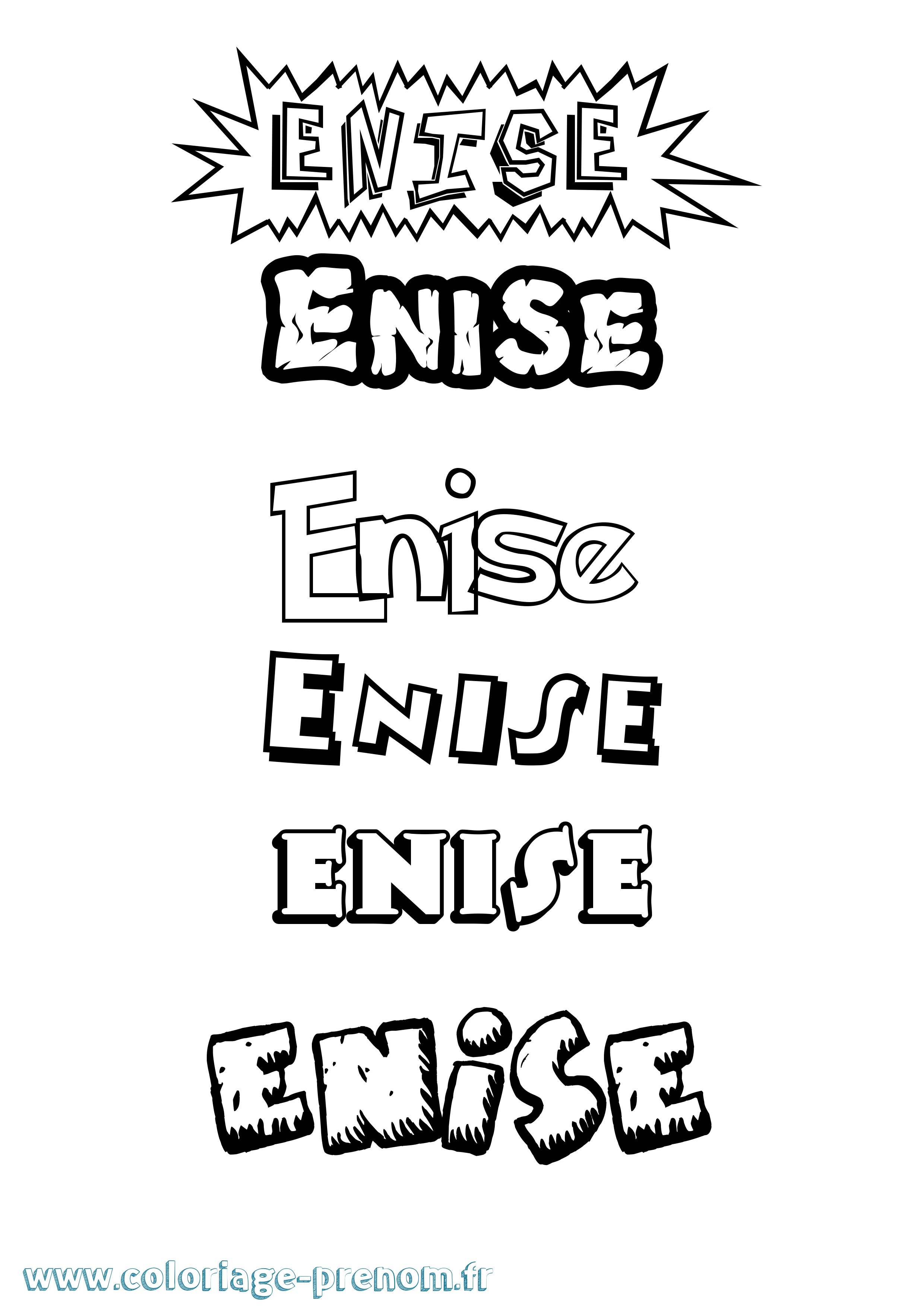 Coloriage Enise Dessin Animé Coloriage prénom Enise Dessin Animé