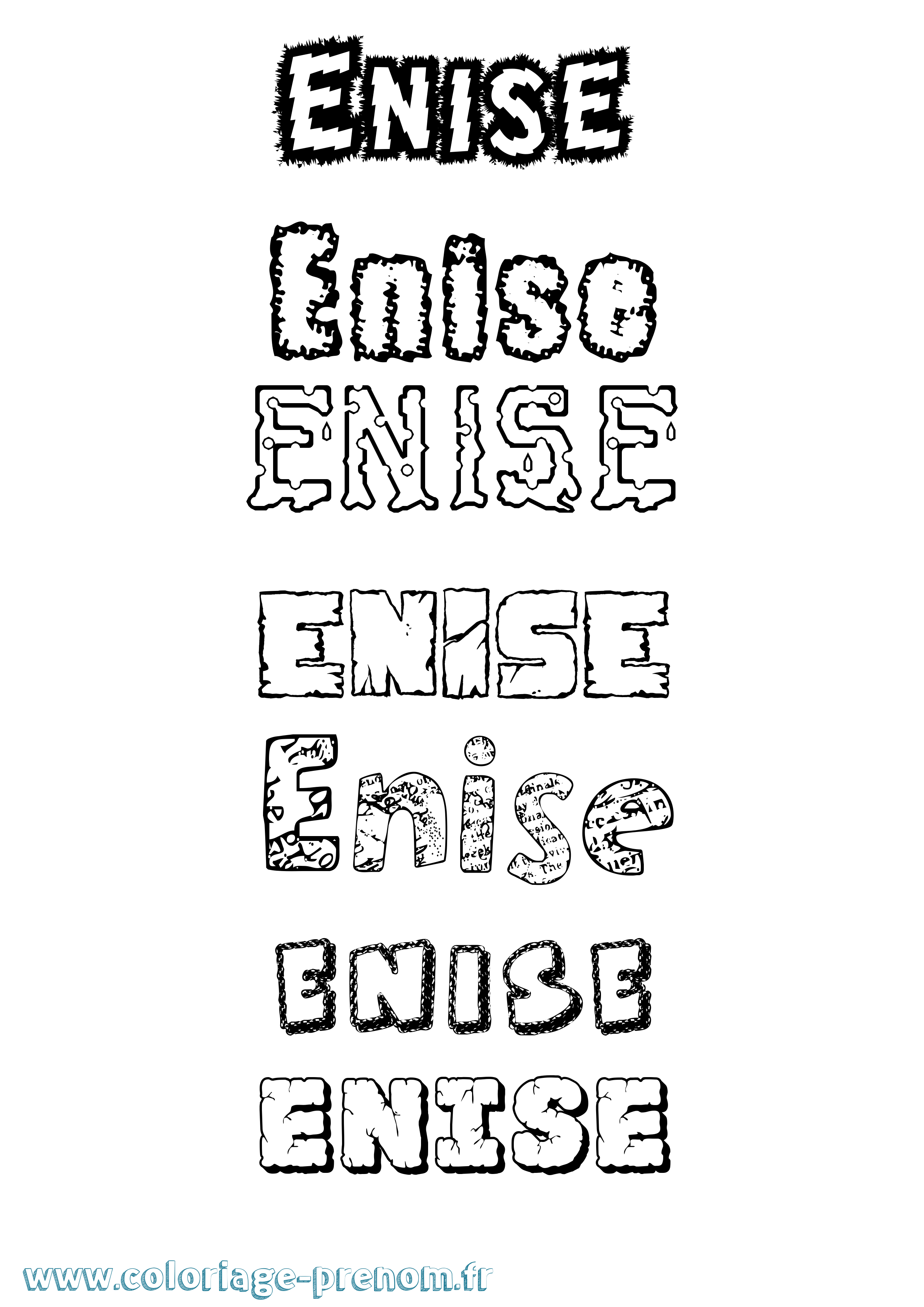 Coloriage Enise Destructuré Coloriage prénom Enise Destructuré
