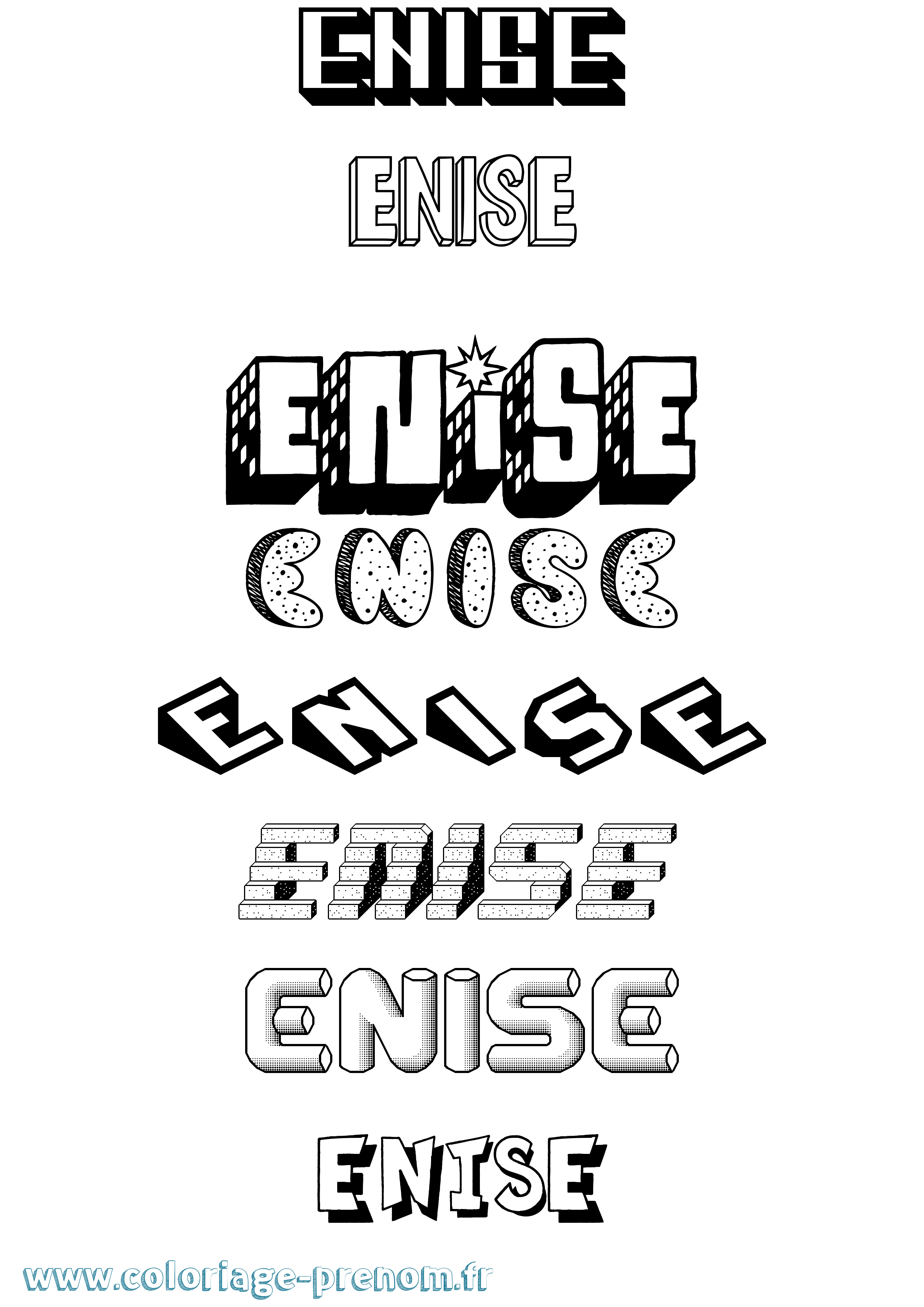 Coloriage Enise Effet 3D Coloriage prénom Enise Effet 3D