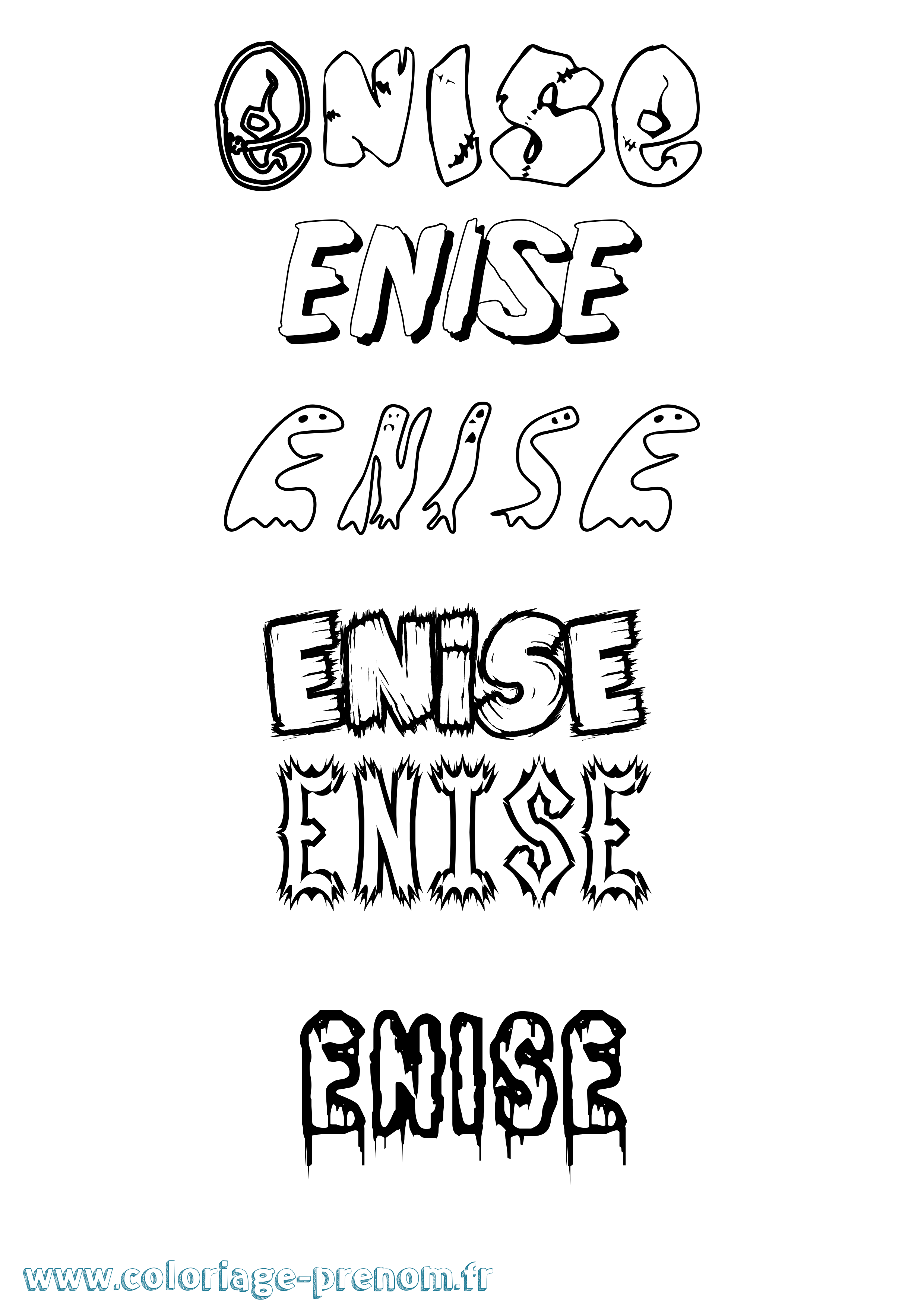 Coloriage Enise Frisson Coloriage prénom Enise Frisson