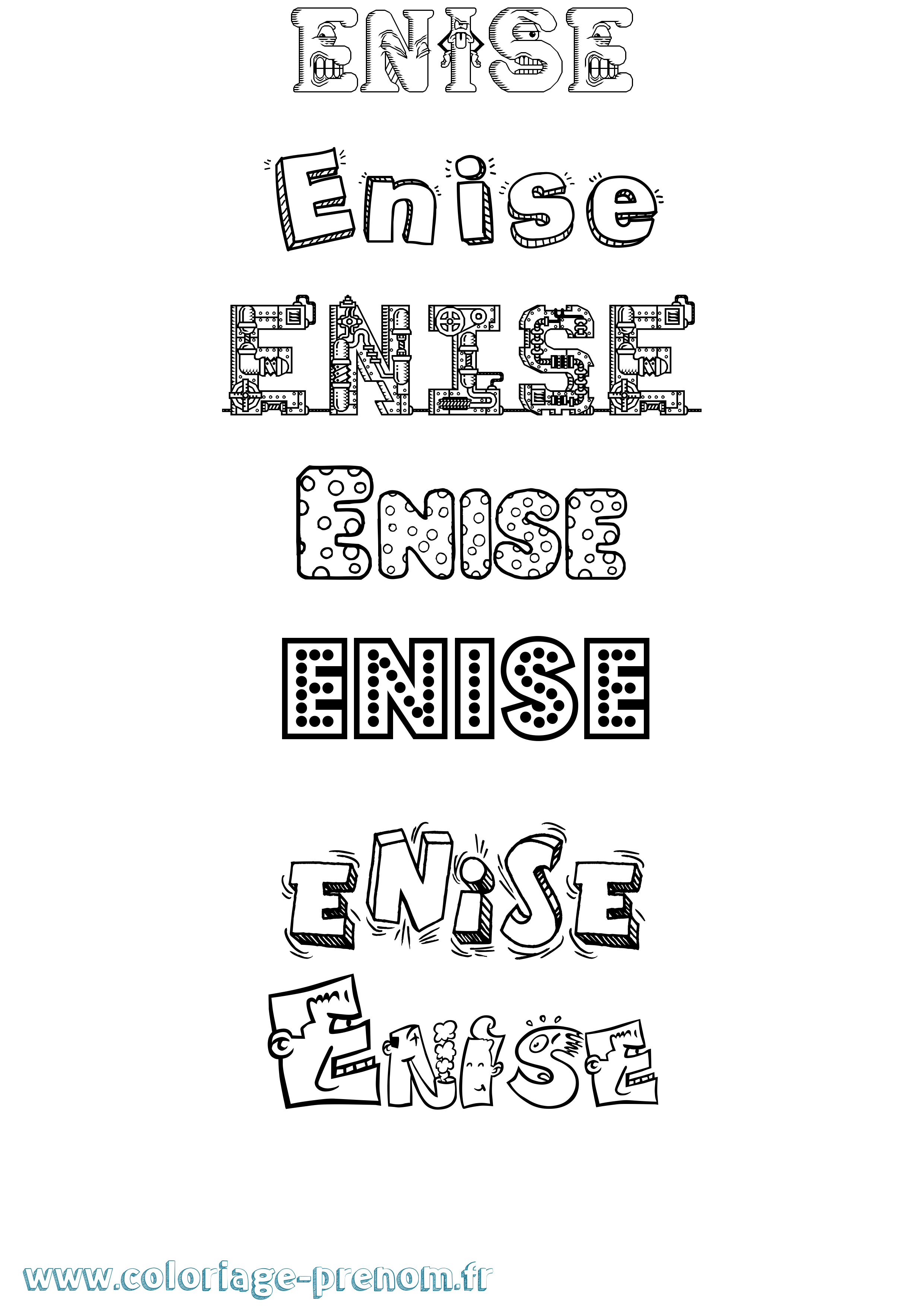 Coloriage Enise Fun Coloriage prénom Enise Fun