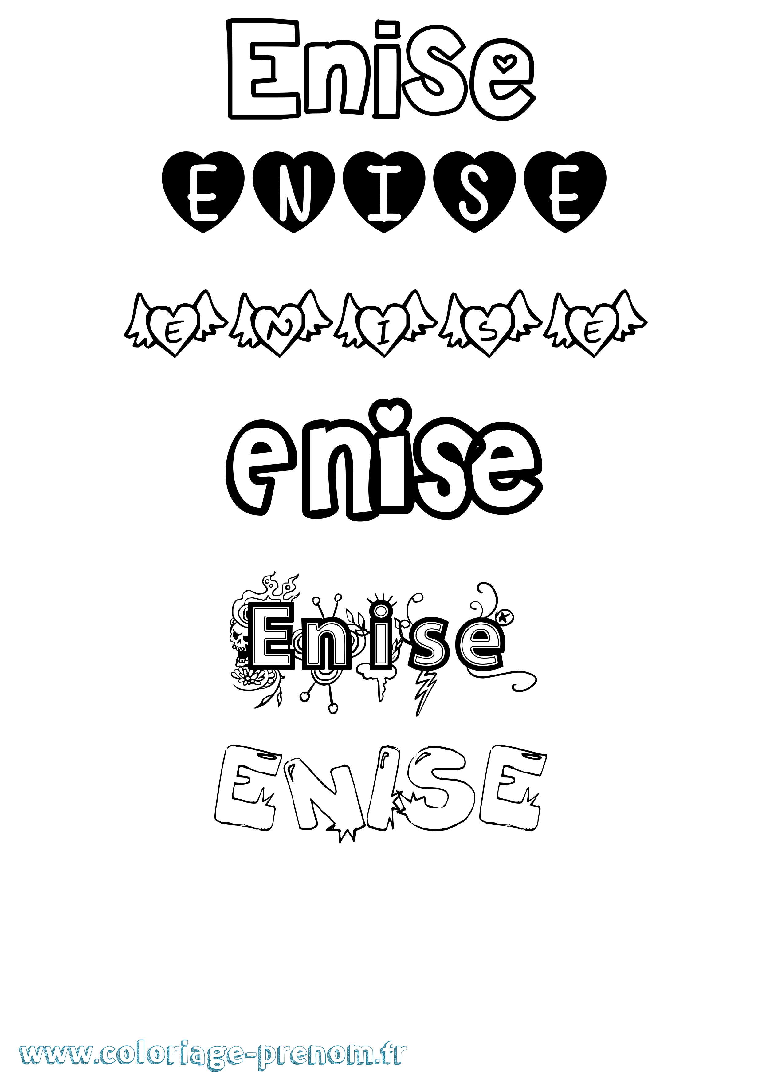 Coloriage Enise Girly Coloriage prénom Enise Girly