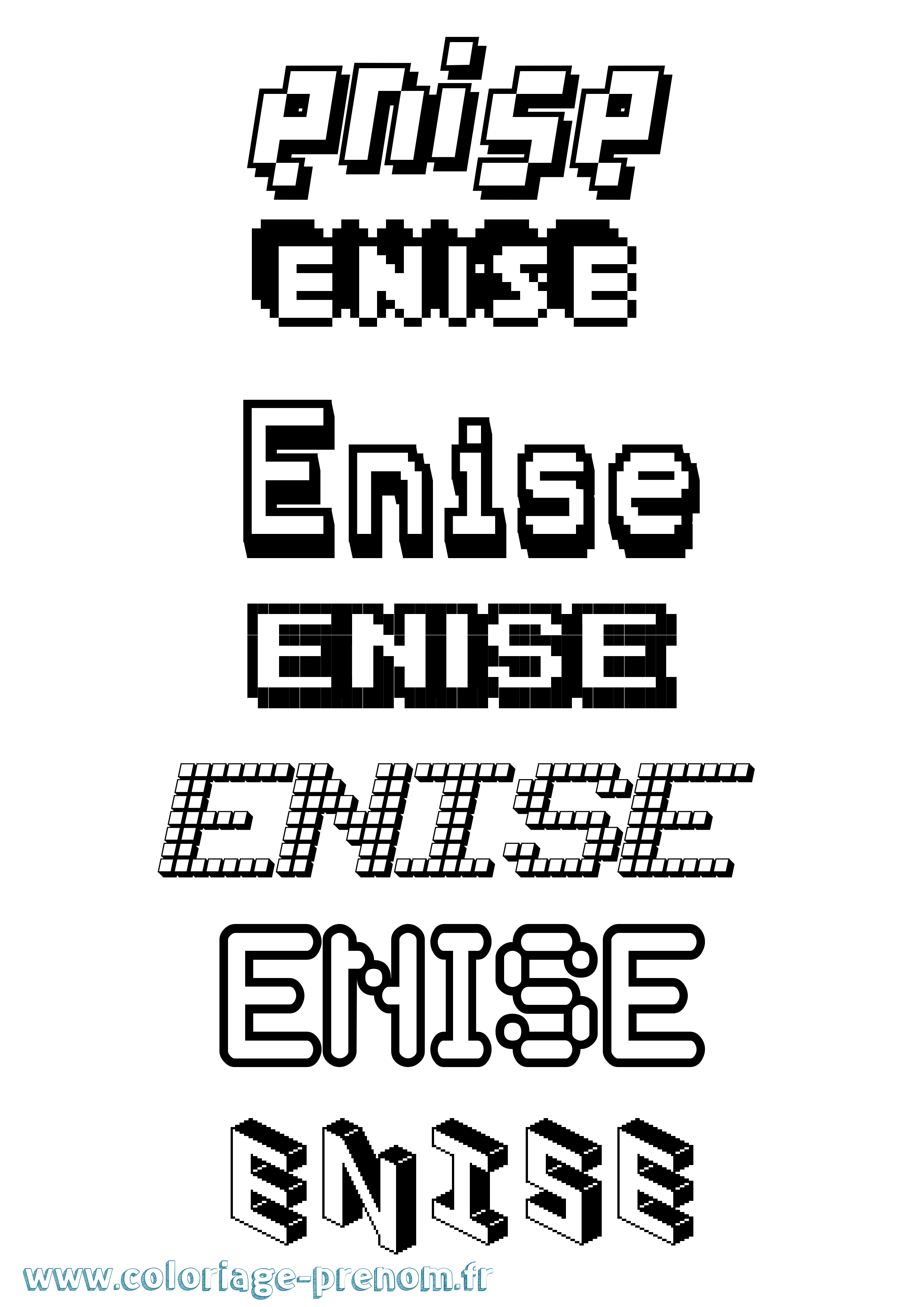 Coloriage Enise Pixel Coloriage prénom Enise Pixel