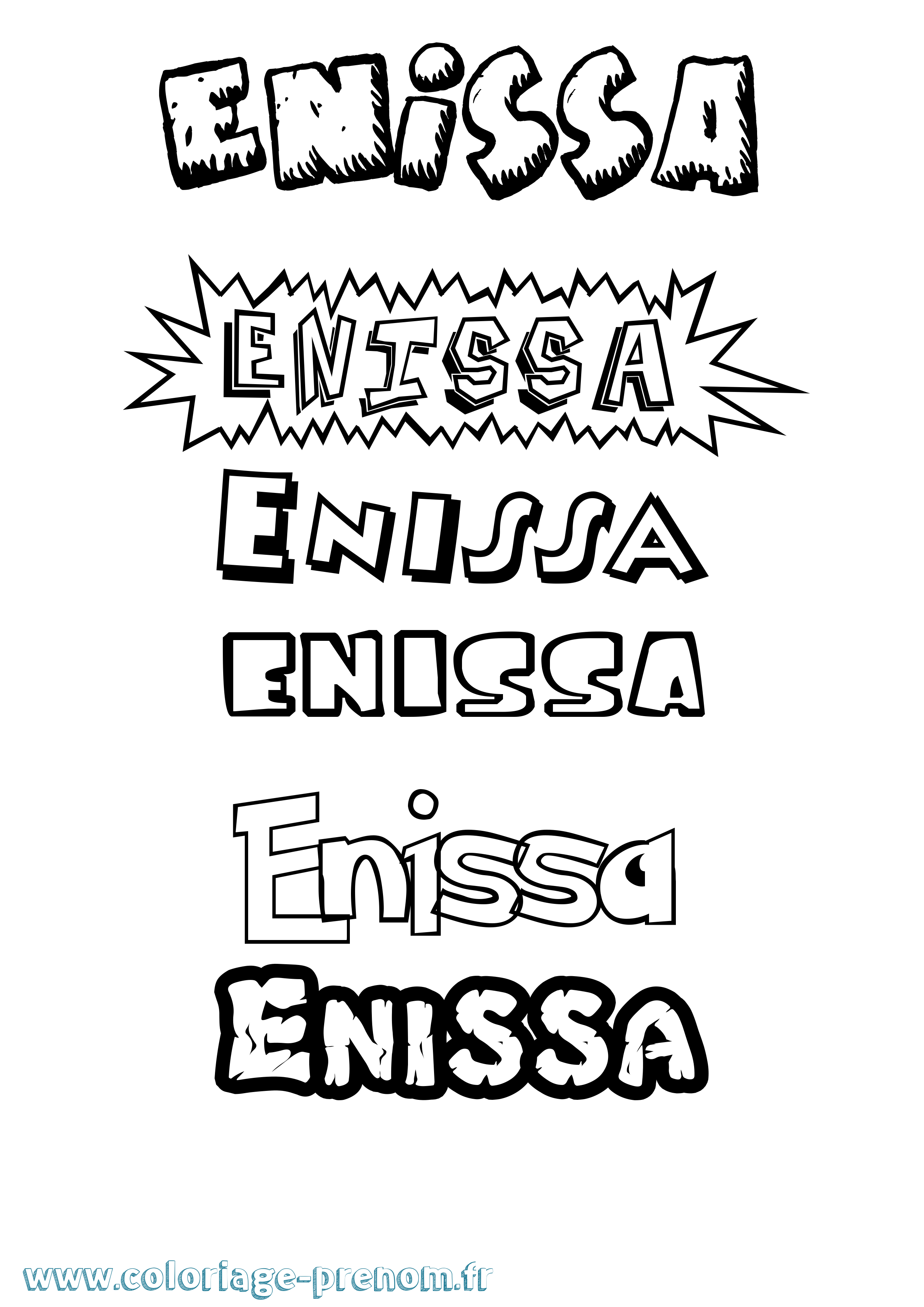 Coloriage Enissa Dessin Animé Coloriage prénom Enissa Dessin Animé