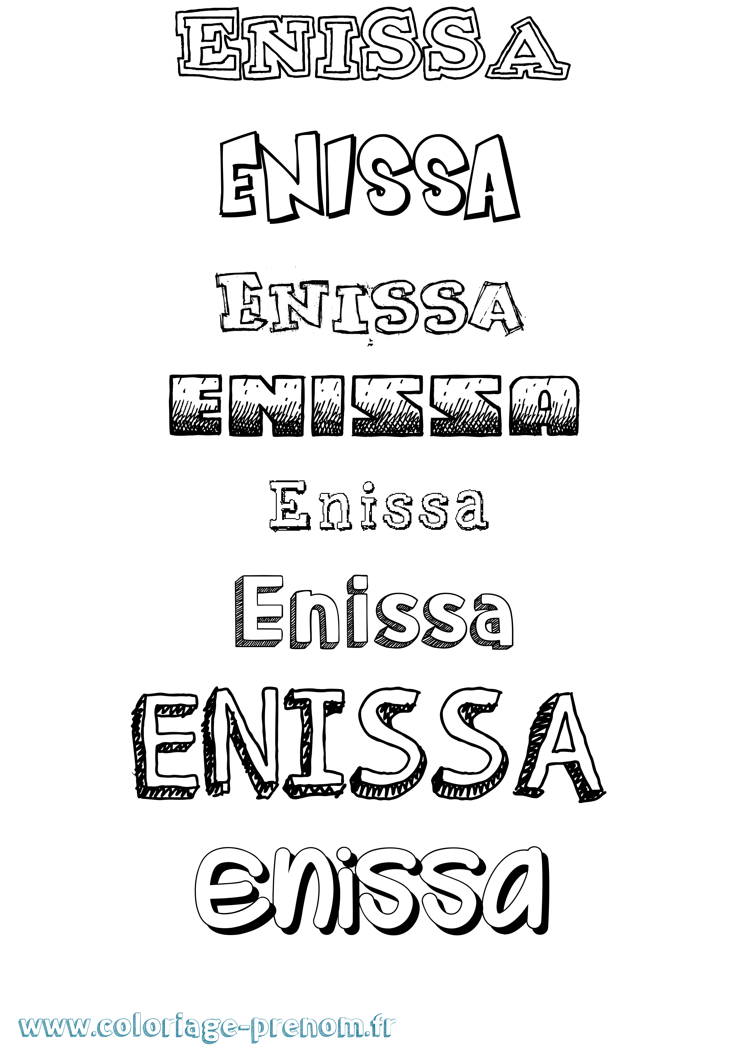 Coloriage Enissa Dessiné Coloriage prénom Enissa Dessiné