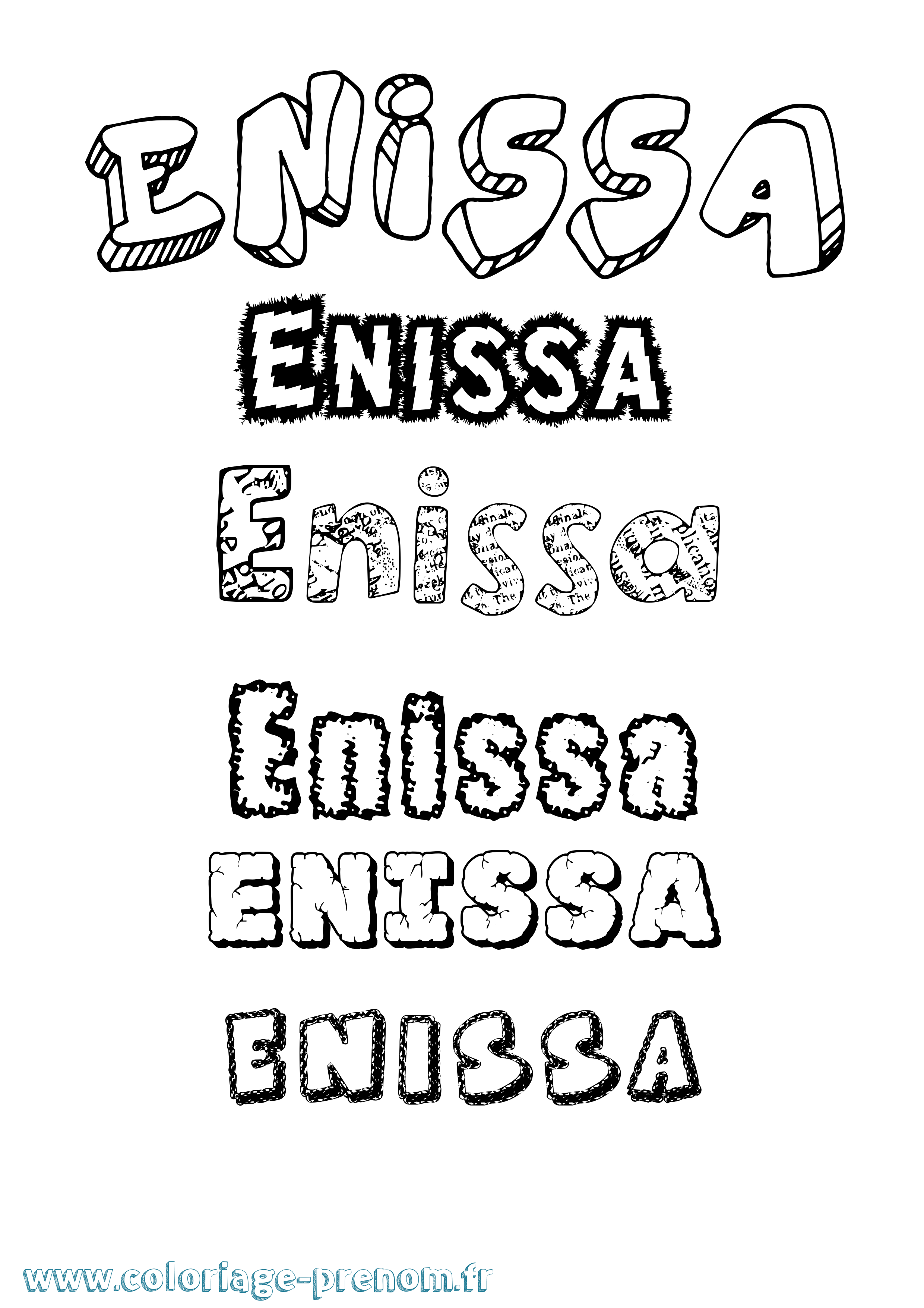 Coloriage Enissa Destructuré Coloriage prénom Enissa Destructuré
