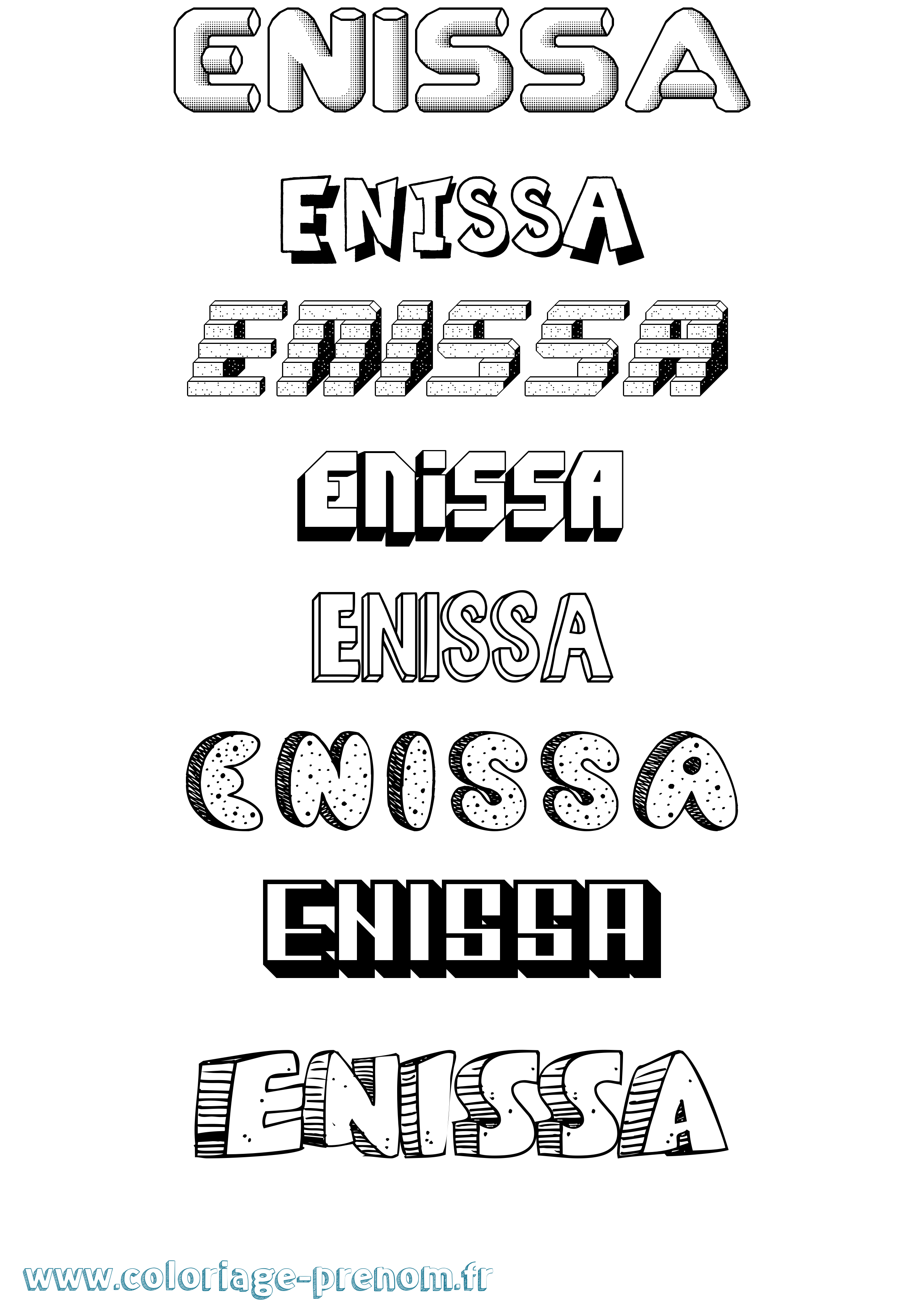 Coloriage Enissa Effet 3D Coloriage prénom Enissa Effet 3D