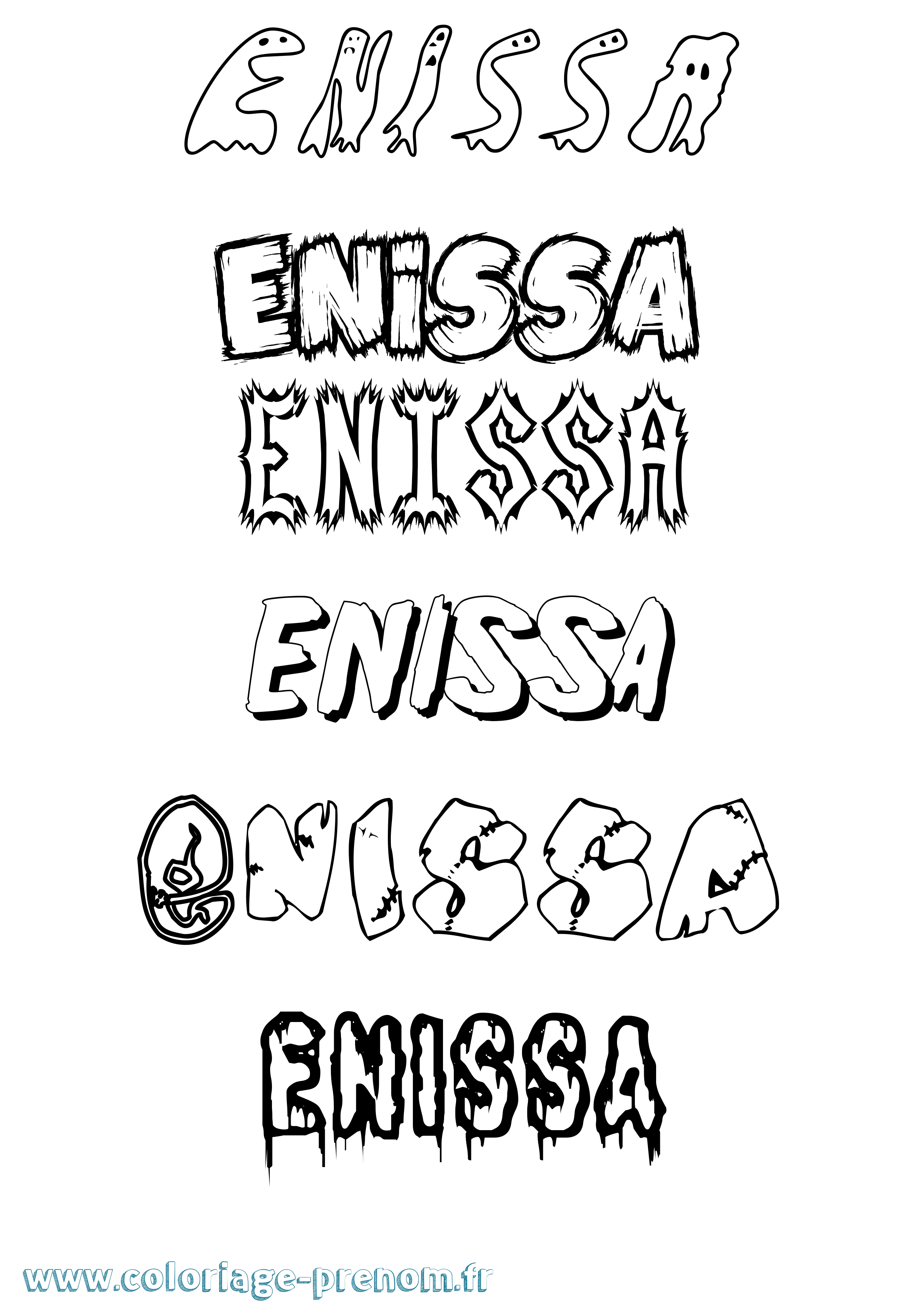 Coloriage Enissa Frisson Coloriage prénom Enissa Frisson