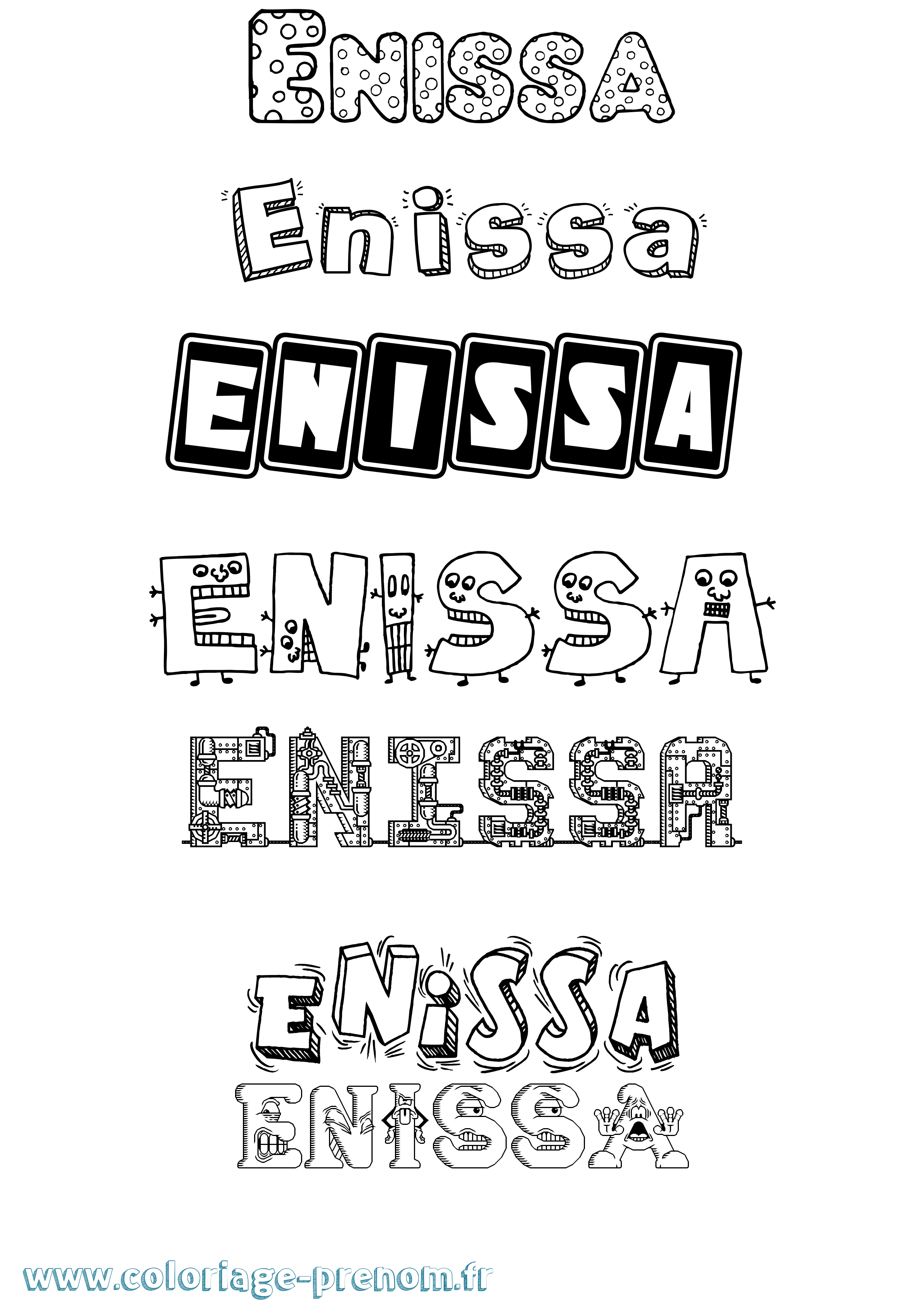Coloriage Enissa Fun Coloriage prénom Enissa Fun