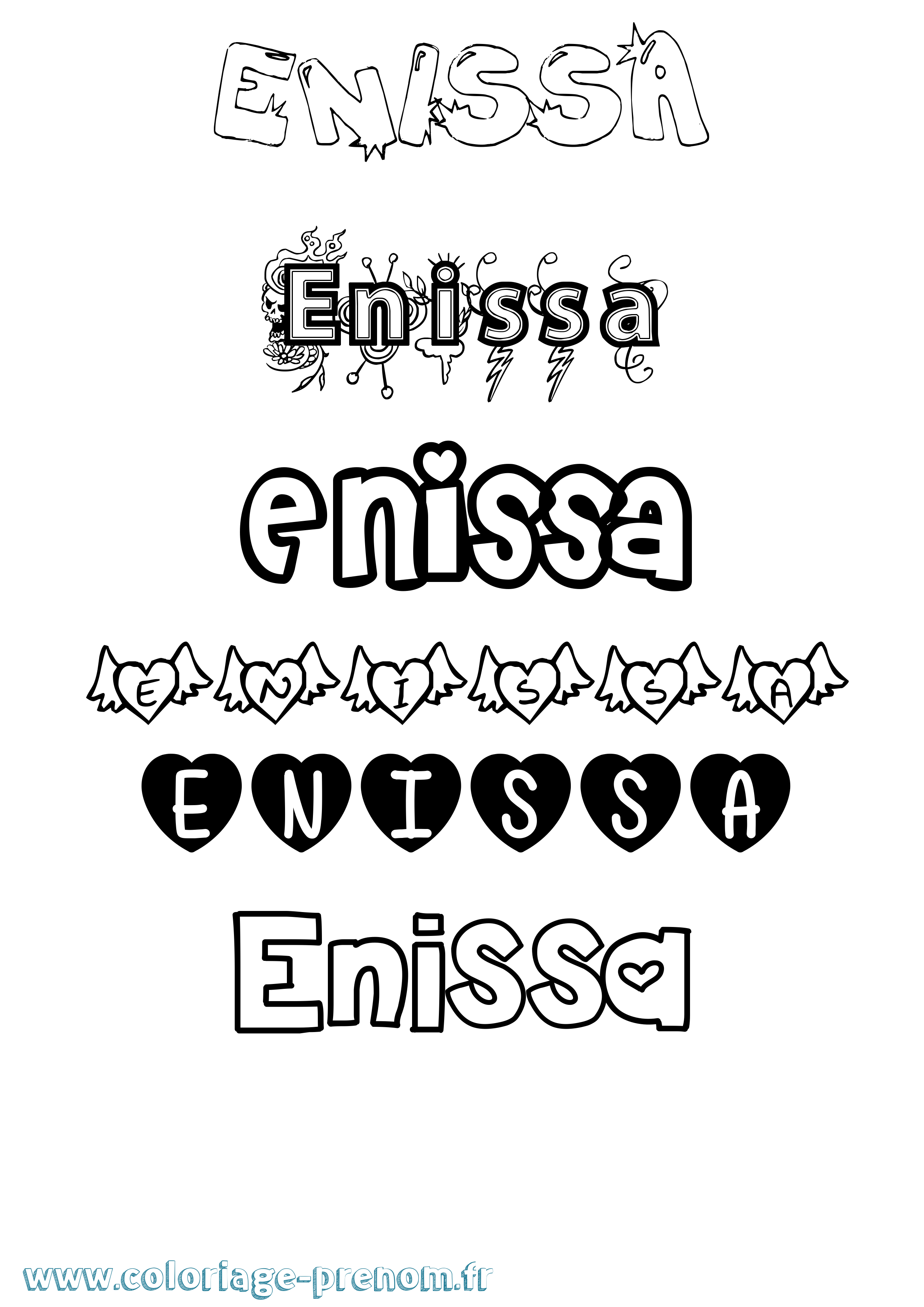 Coloriage Enissa Girly Coloriage prénom Enissa Girly