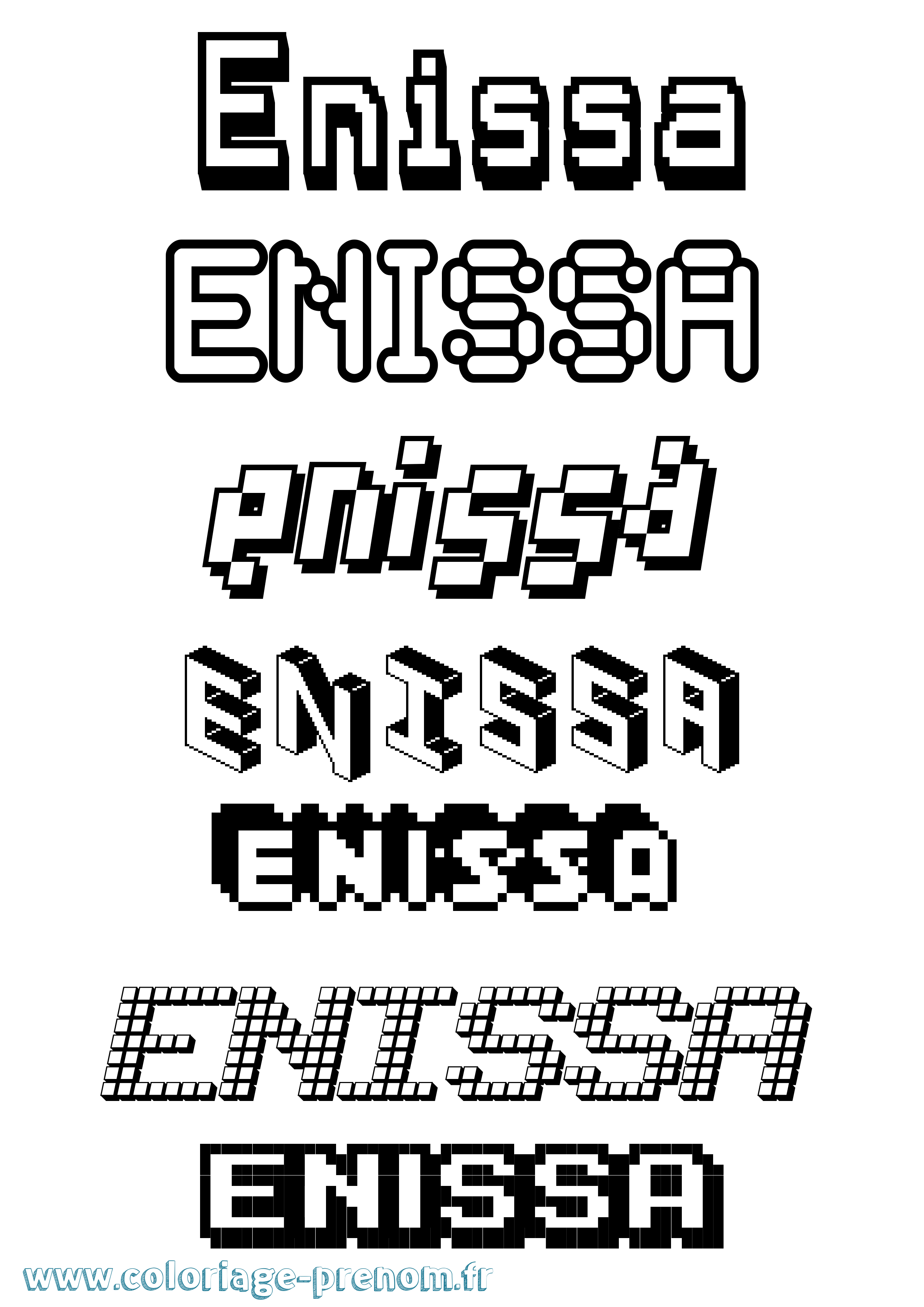 Coloriage Enissa Pixel Coloriage prénom Enissa Pixel
