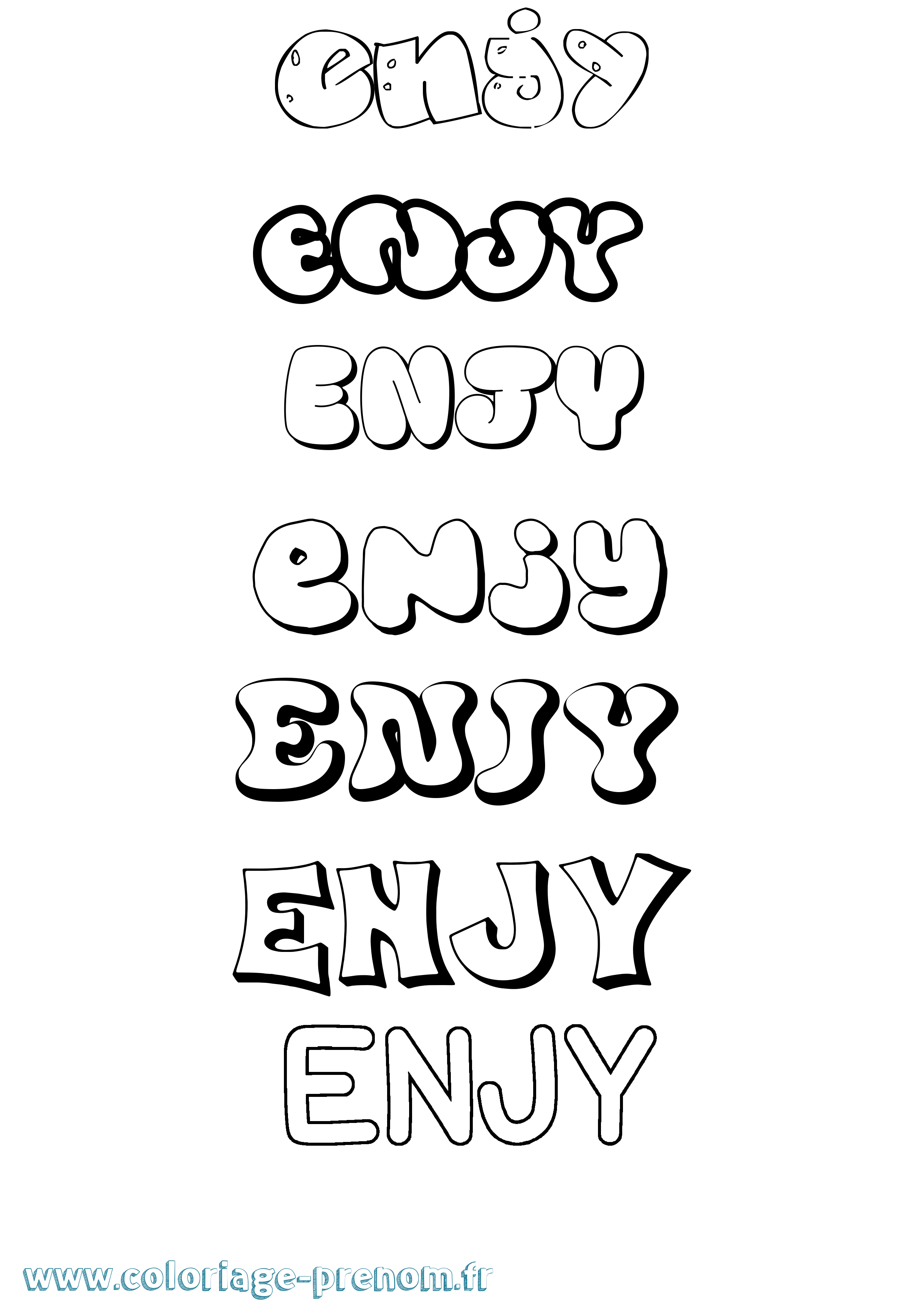 Coloriage Enjy Bubble Coloriage prénom Enjy Bubble