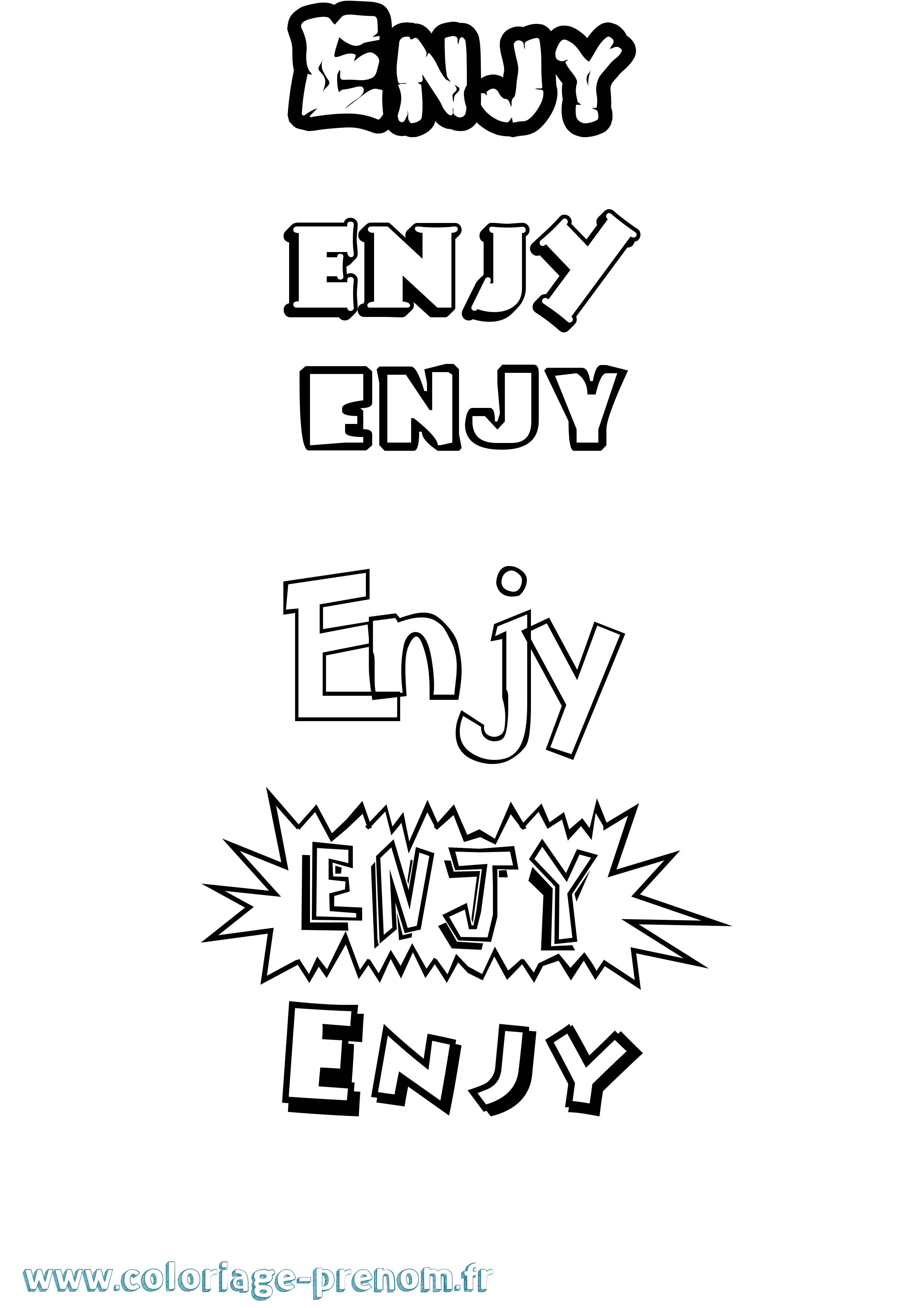 Coloriage Enjy Dessin Animé Coloriage prénom Enjy Dessin Animé