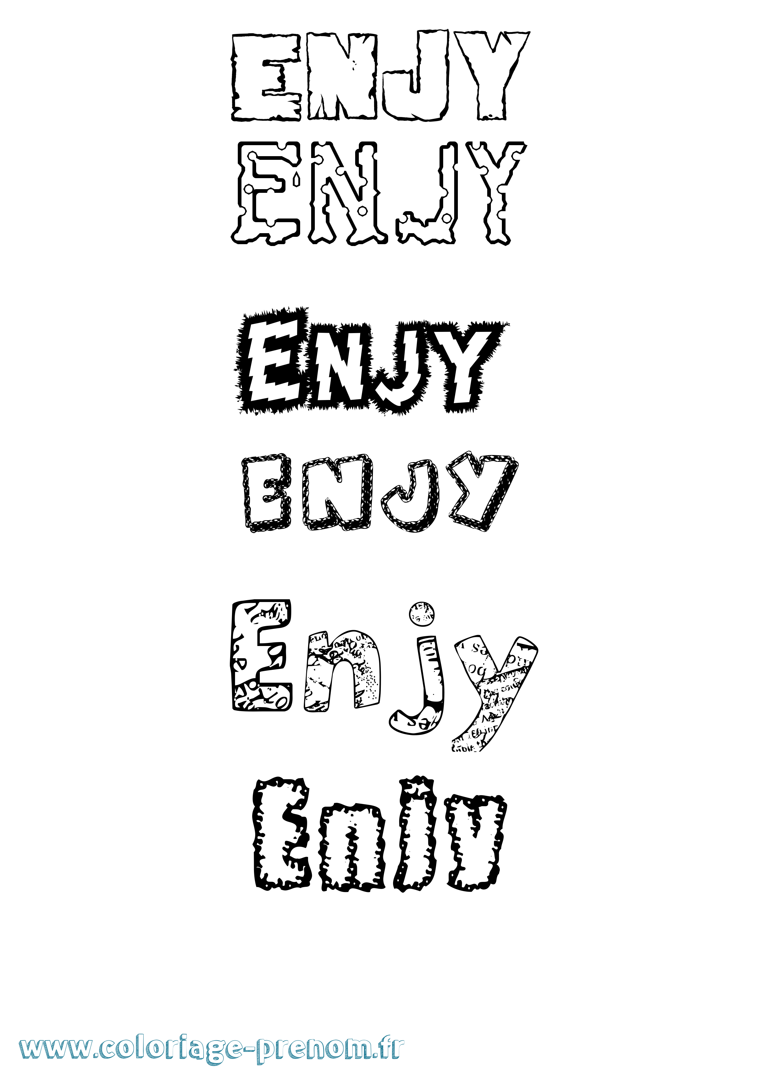 Coloriage Enjy Destructuré Coloriage prénom Enjy Destructuré