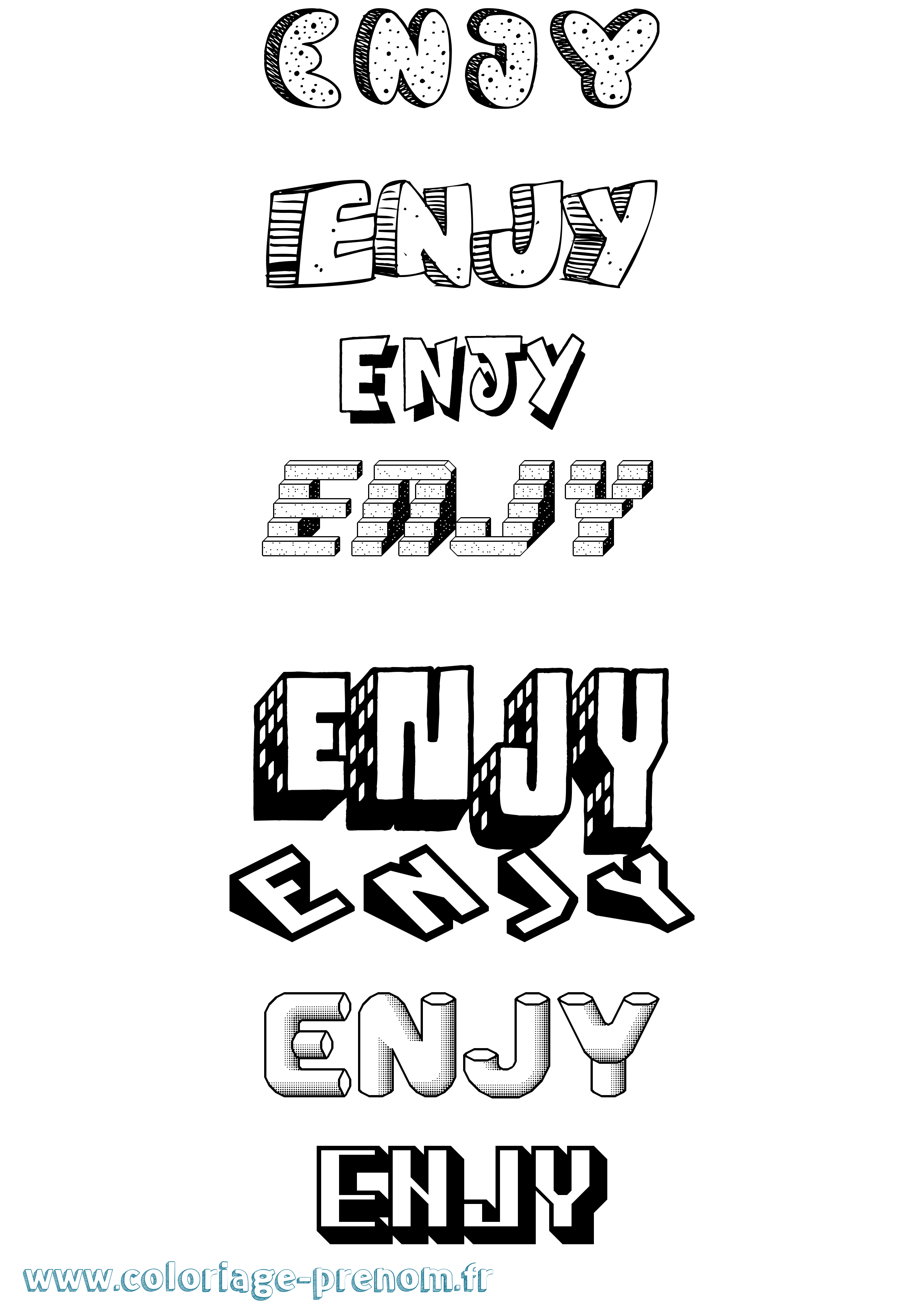 Coloriage Enjy Effet 3D Coloriage prénom Enjy Effet 3D