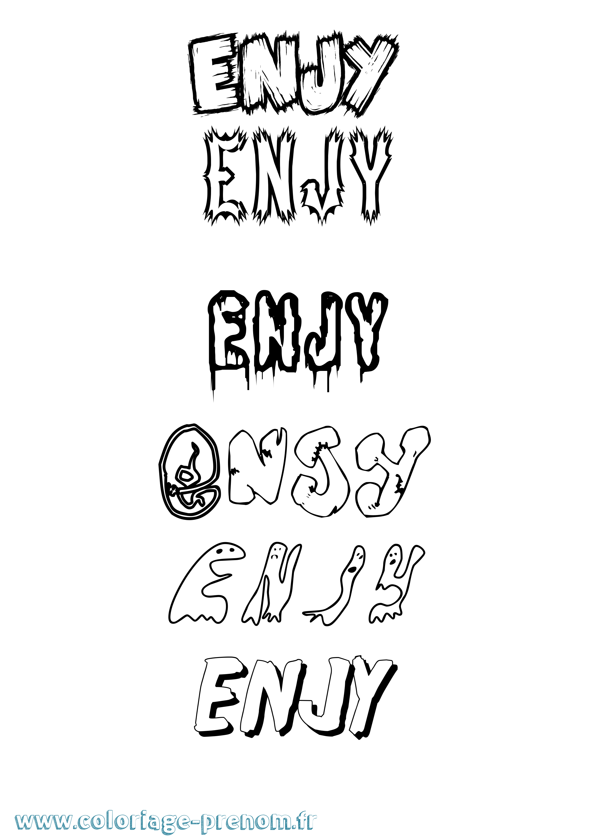 Coloriage Enjy Frisson Coloriage prénom Enjy Frisson