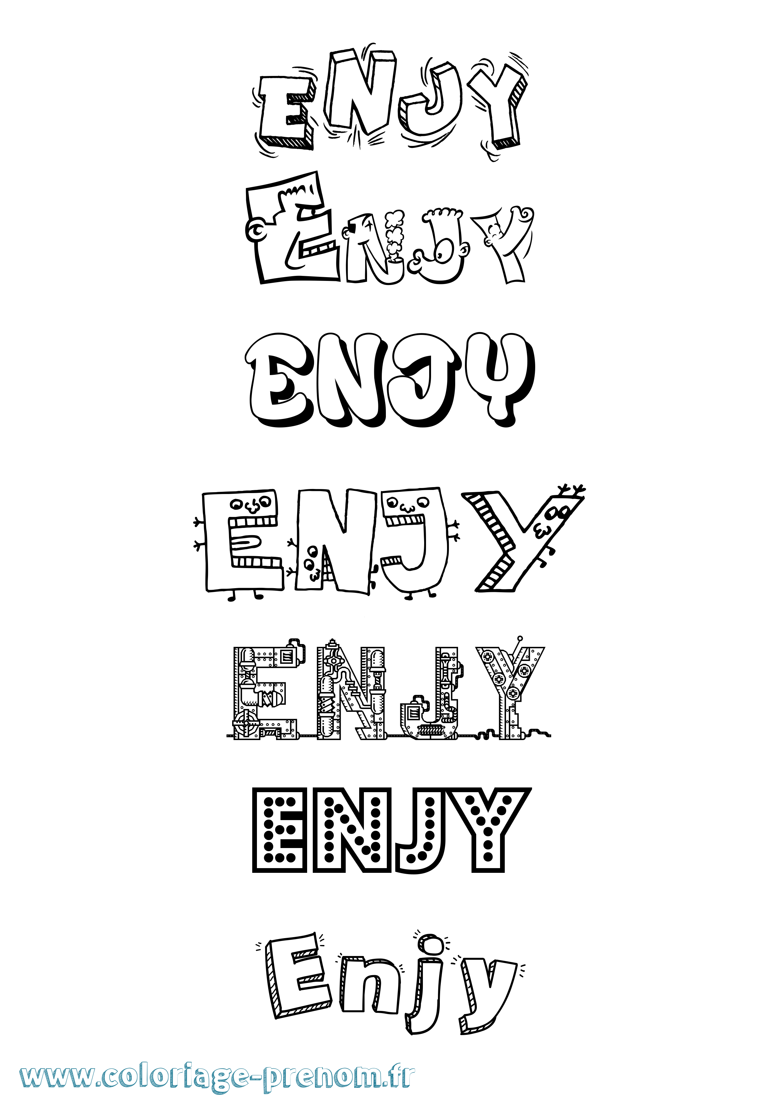 Coloriage Enjy Fun Coloriage prénom Enjy Fun