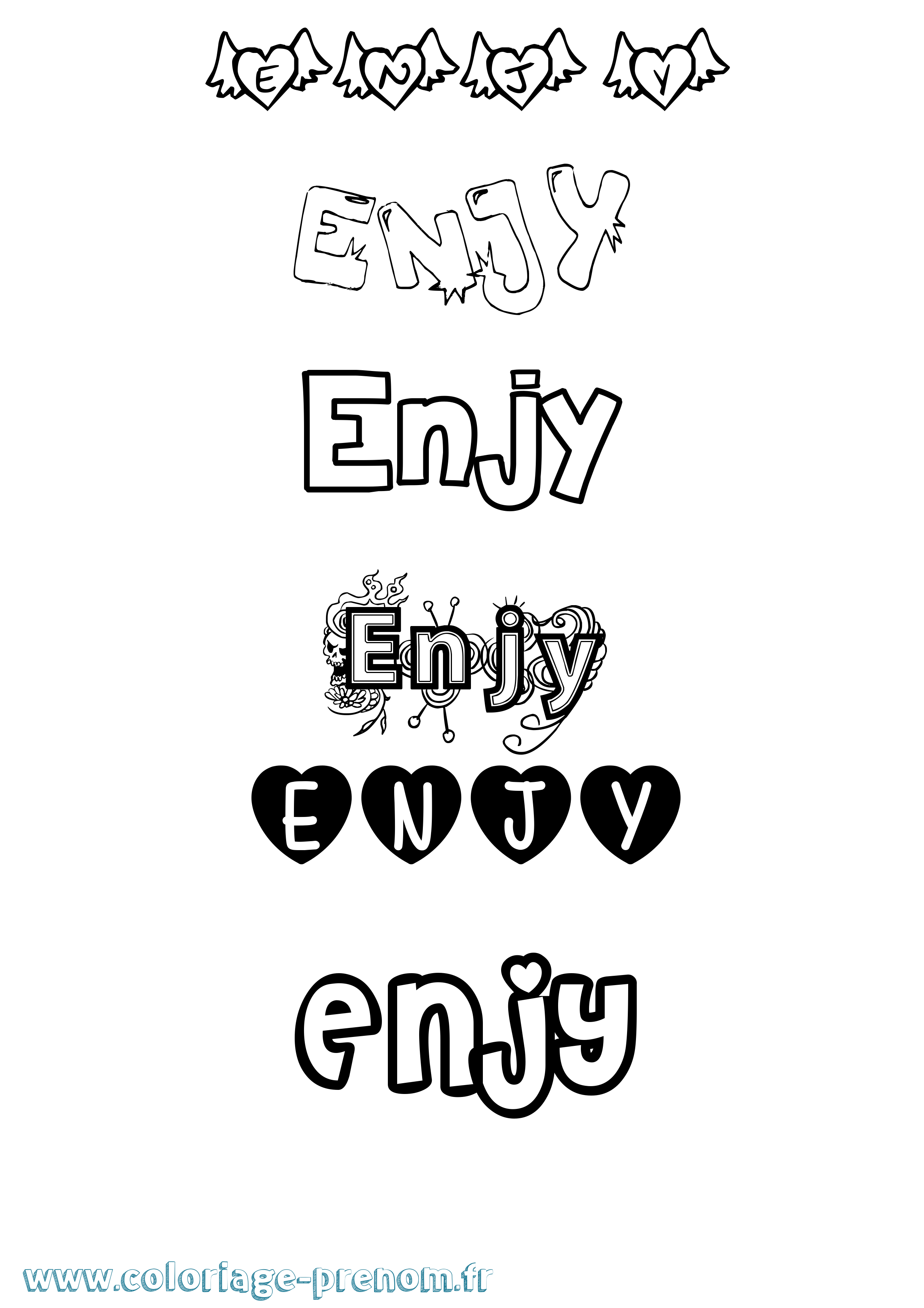 Coloriage Enjy Girly Coloriage prénom Enjy Girly