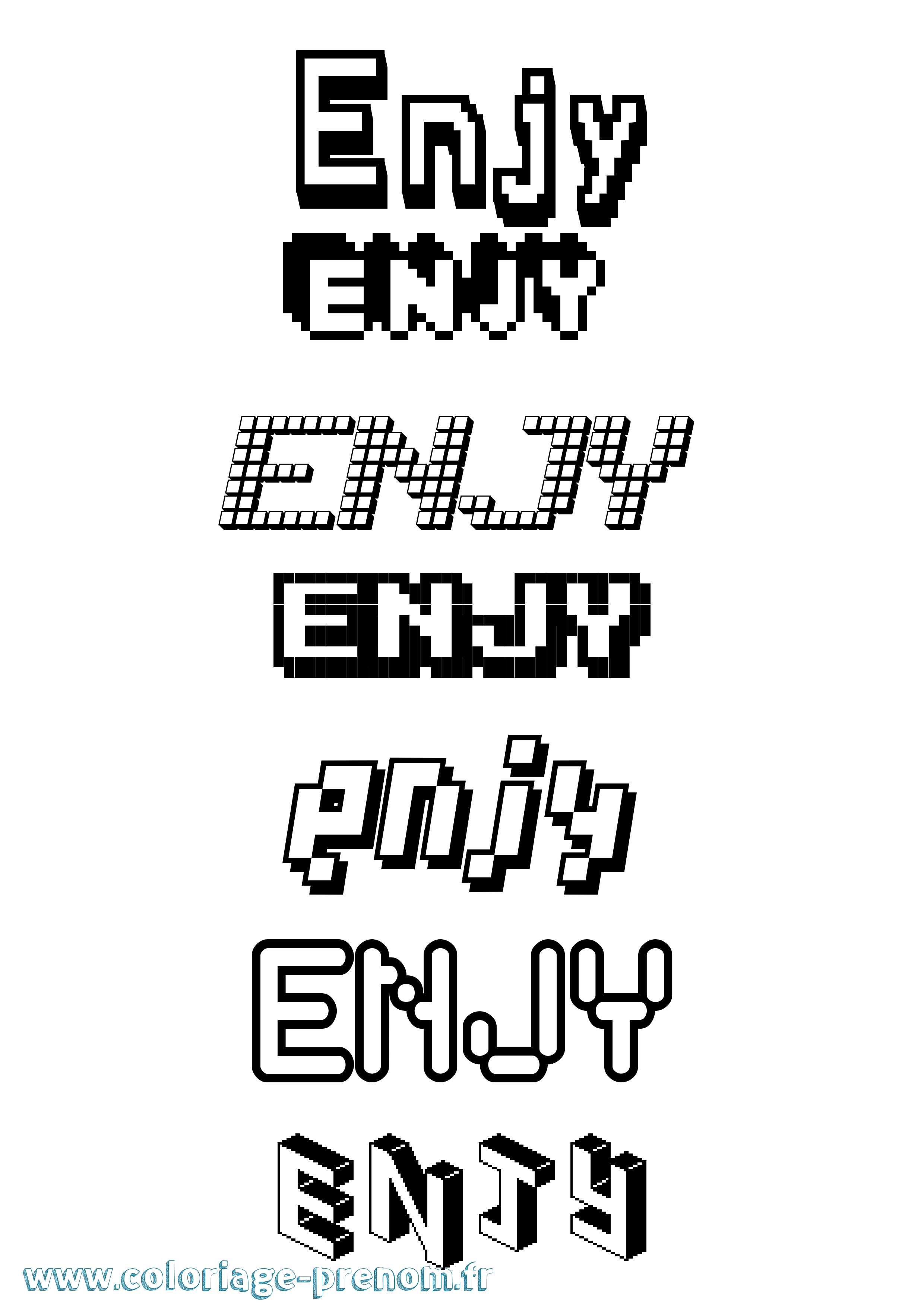 Coloriage Enjy Pixel Coloriage prénom Enjy Pixel