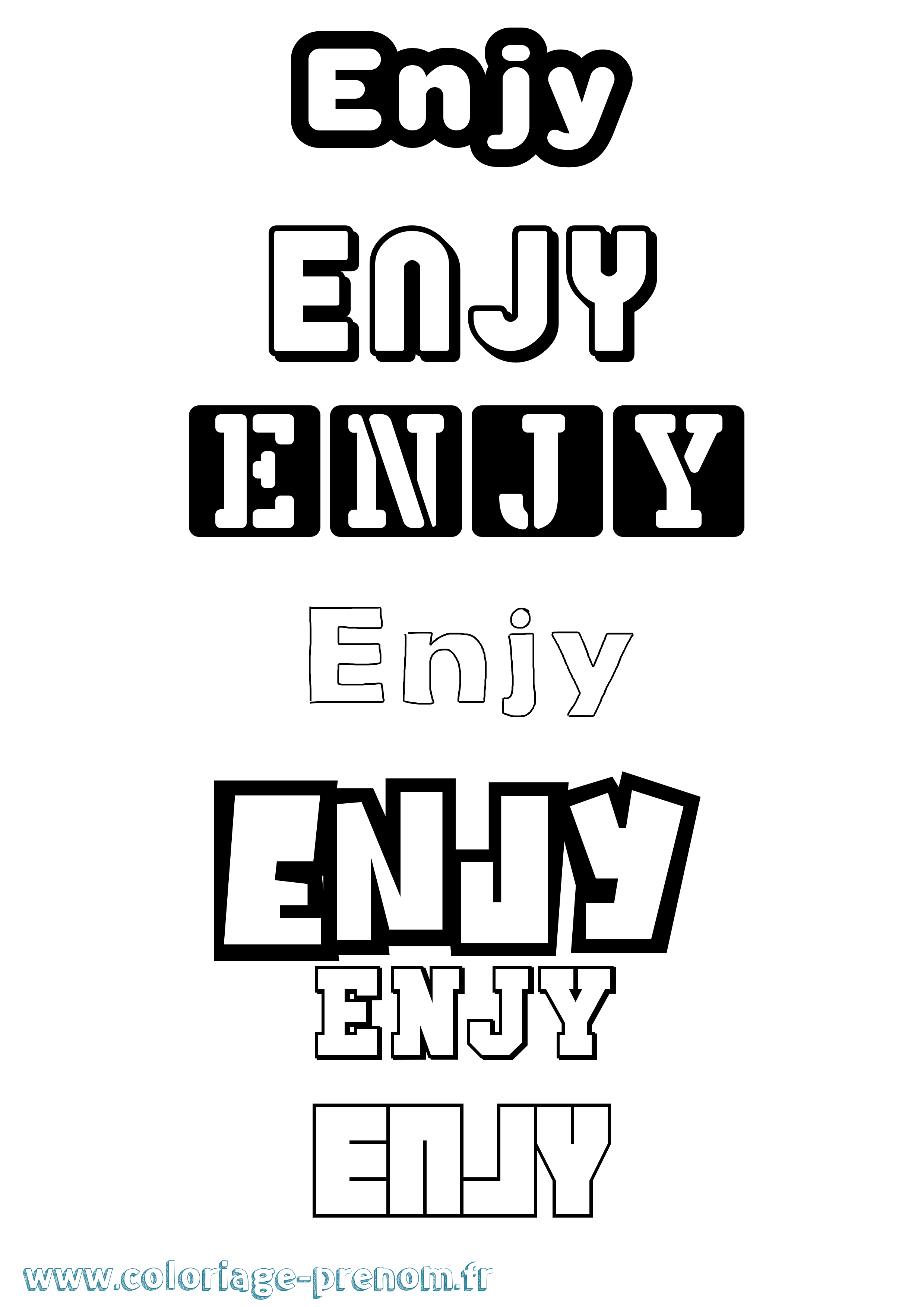 Coloriage Enjy Simple Coloriage prénom Enjy Simple
