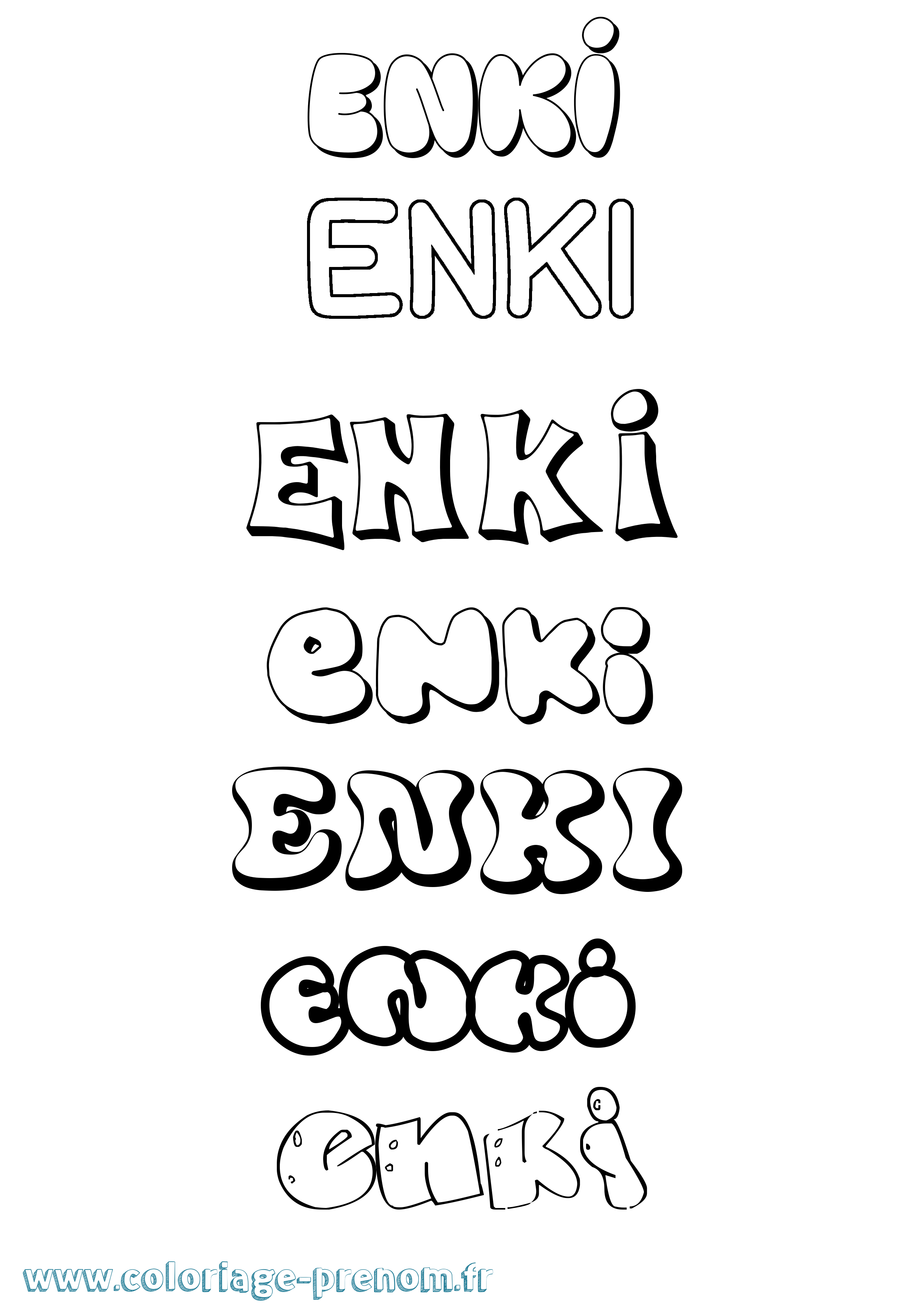 Coloriage Enki Bubble Coloriage prénom Enki Bubble
