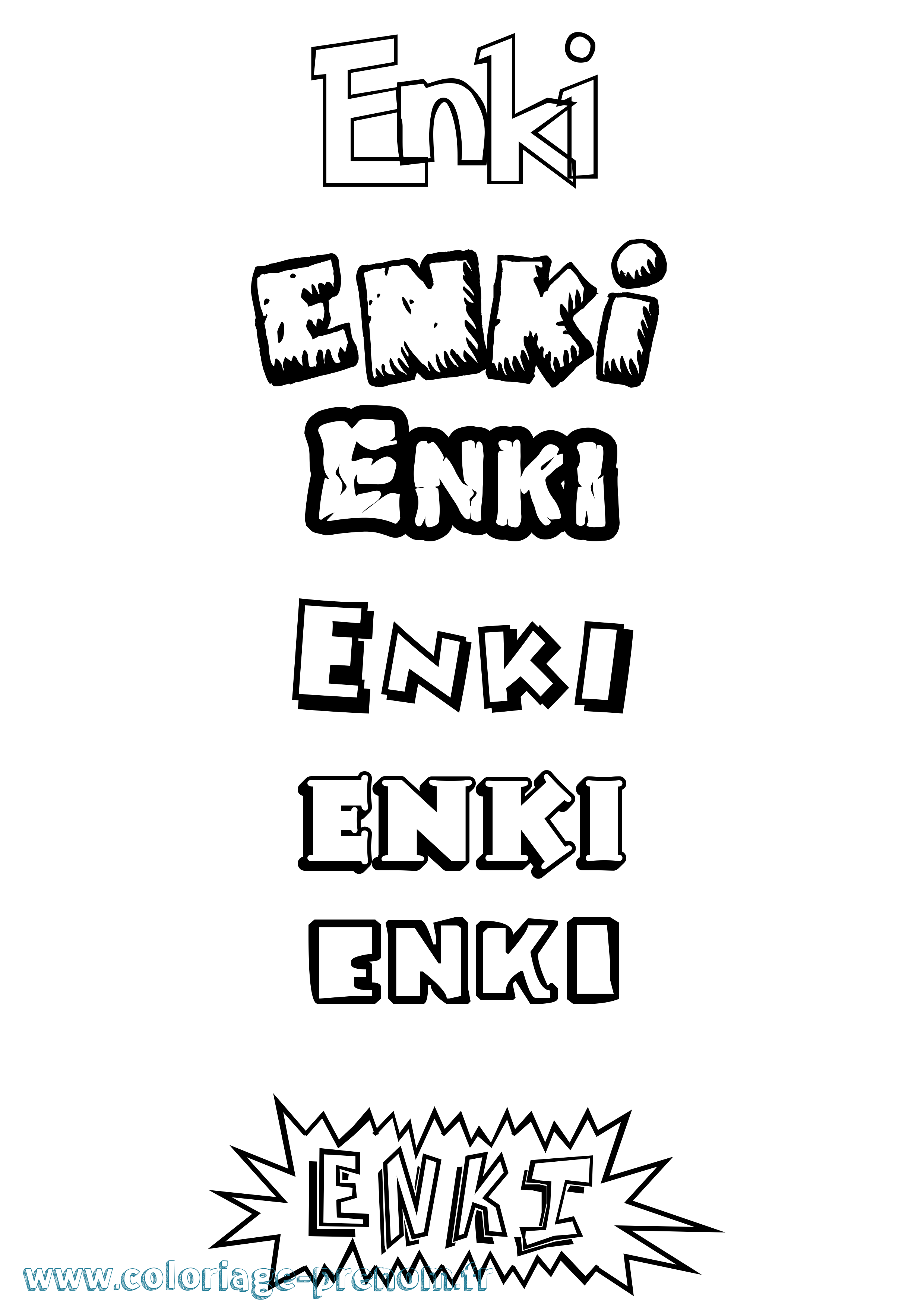 Coloriage Enki Dessin Animé Coloriage prénom Enki Dessin Animé