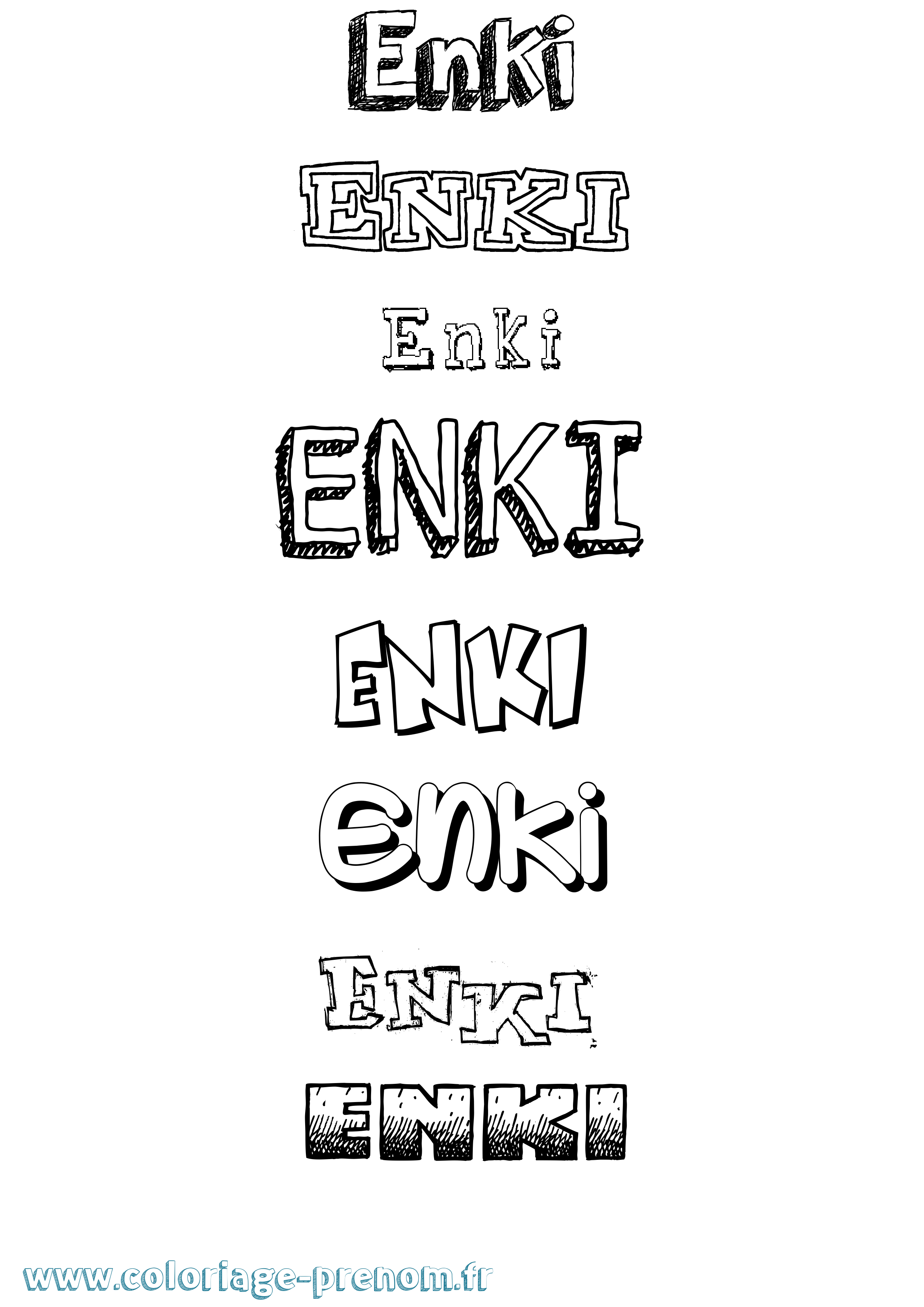 Coloriage Enki Dessiné Coloriage prénom Enki Dessiné