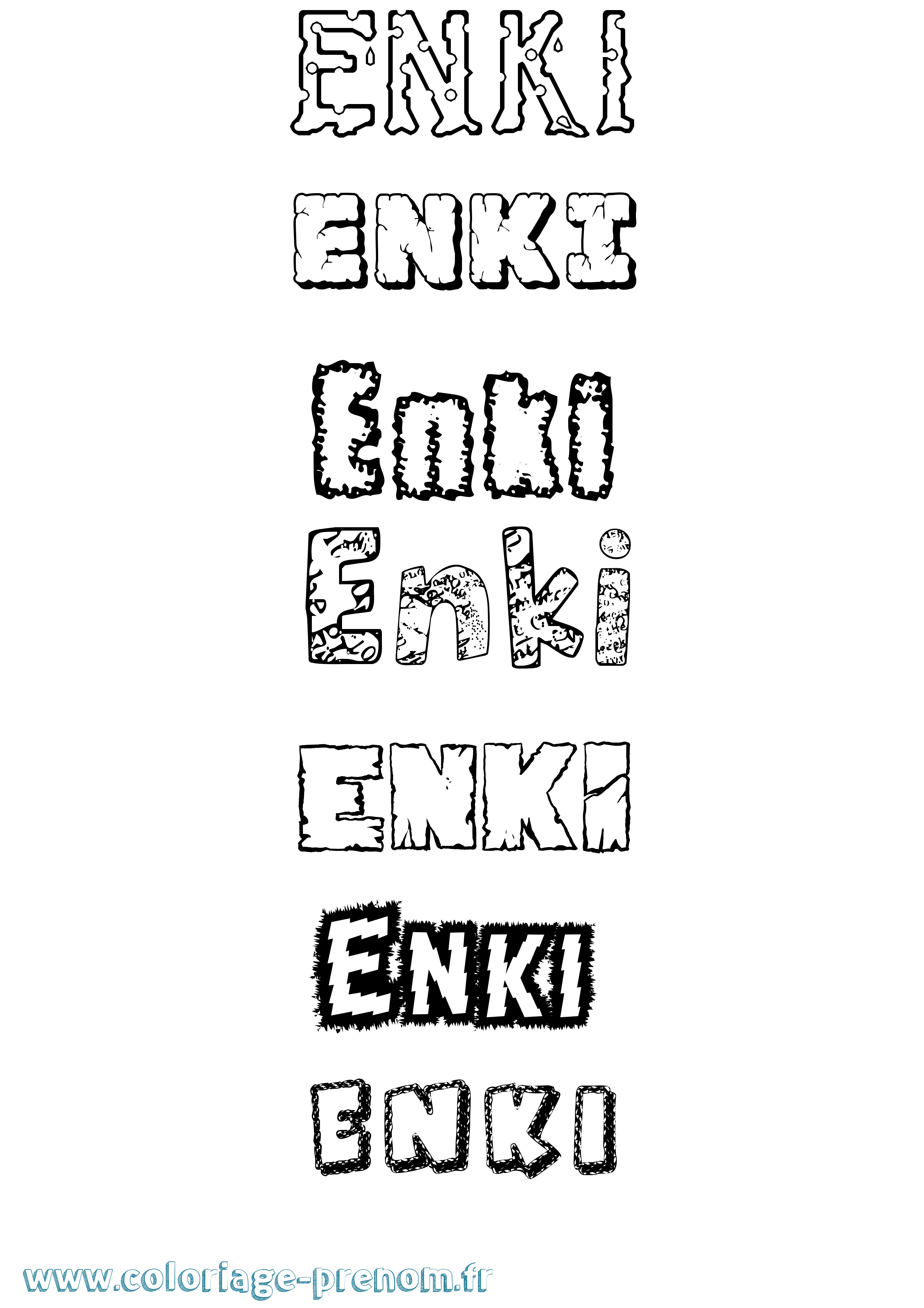 Coloriage Enki Destructuré Coloriage prénom Enki Destructuré