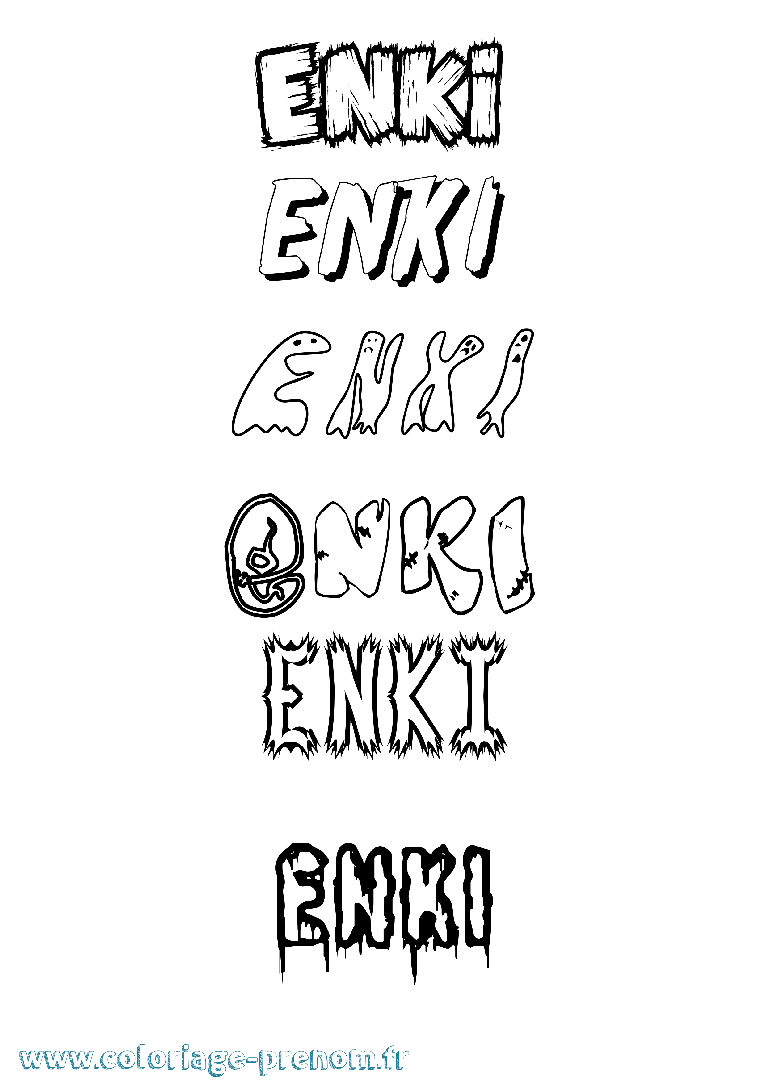 Coloriage Enki Frisson Coloriage prénom Enki Frisson