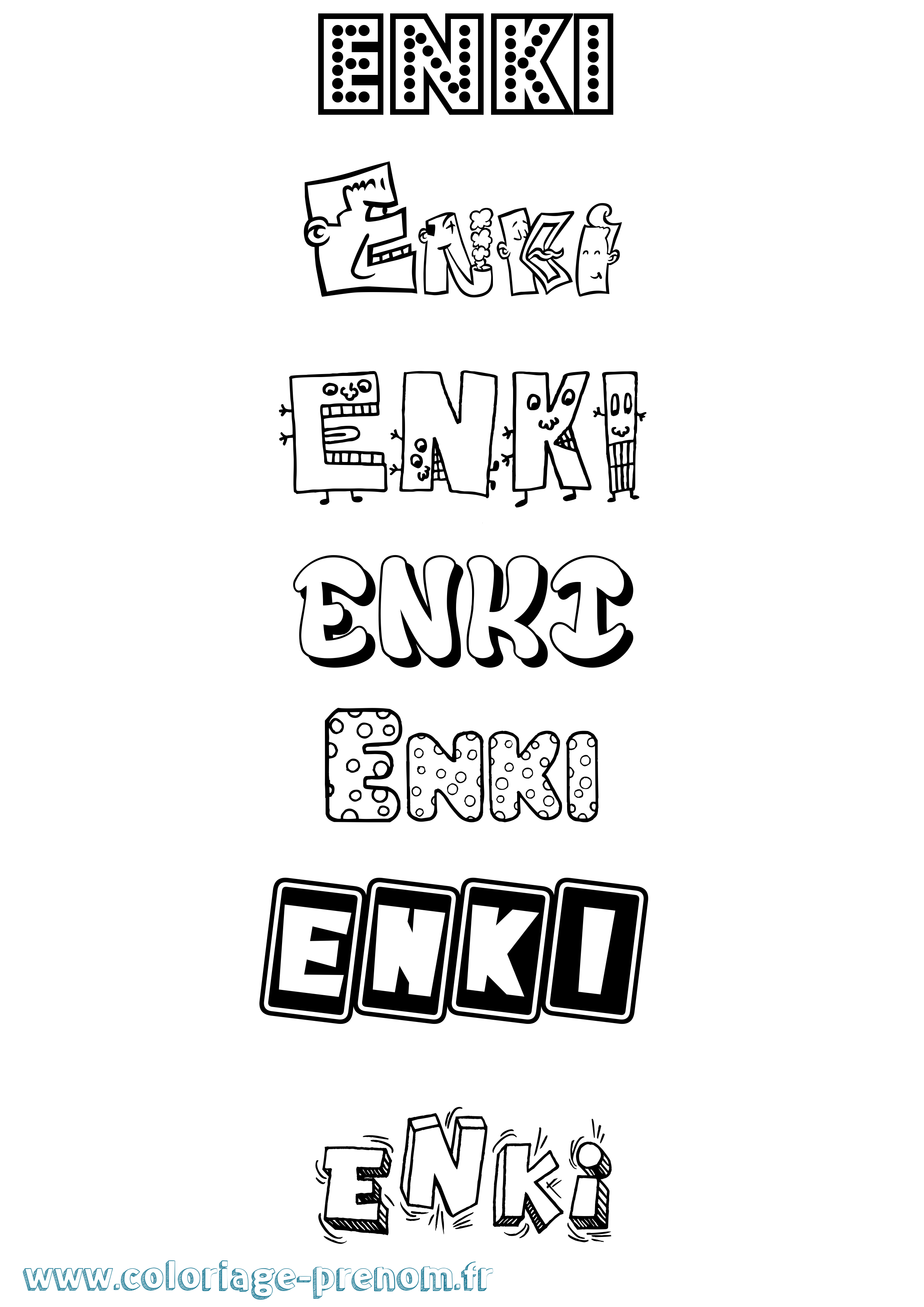 Coloriage Enki Fun Coloriage prénom Enki Fun