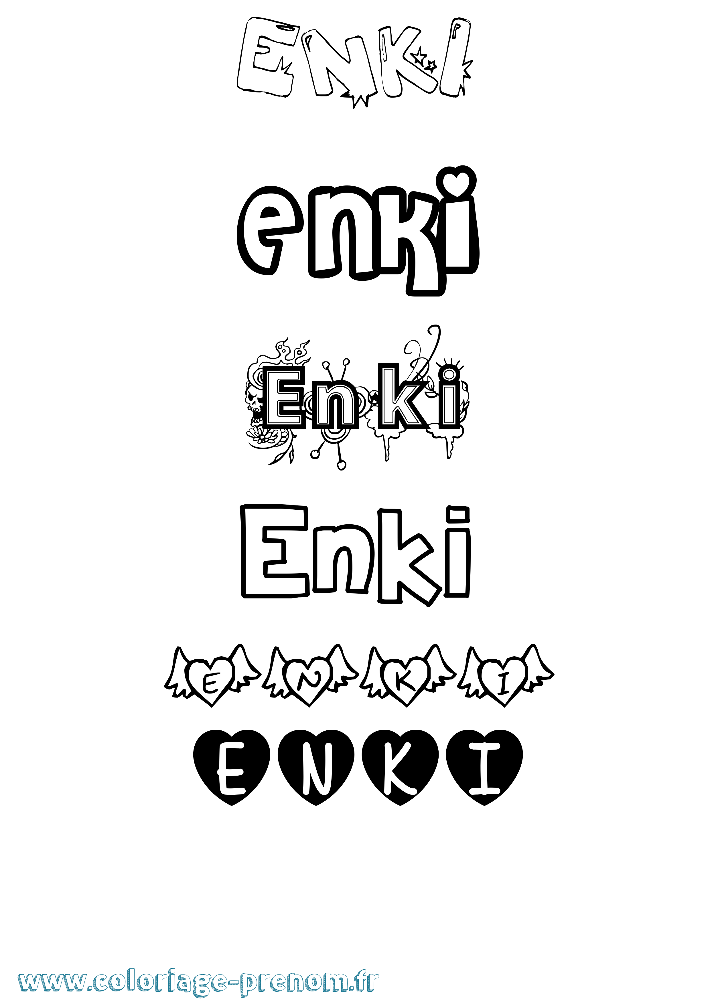 Coloriage Enki Girly Coloriage prénom Enki Girly